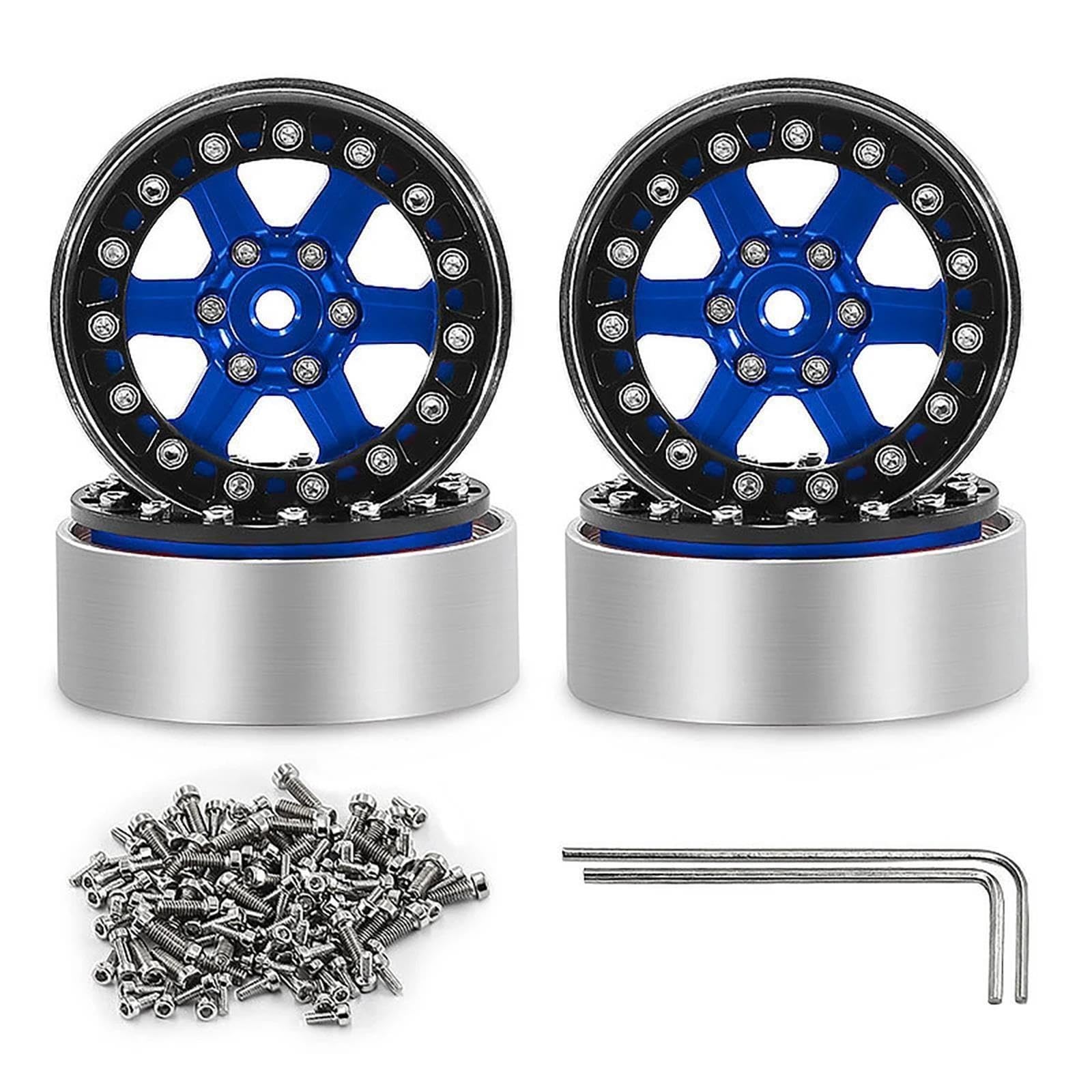 4 Stück CNC Aluminium 1,3 Zoll Beadlock Radfelgen Radnabe for 1/18 1/24 RC Crawler Auto for Tr-axxas TRX4M Axial SCX24 FMS FCX24(Blauw)