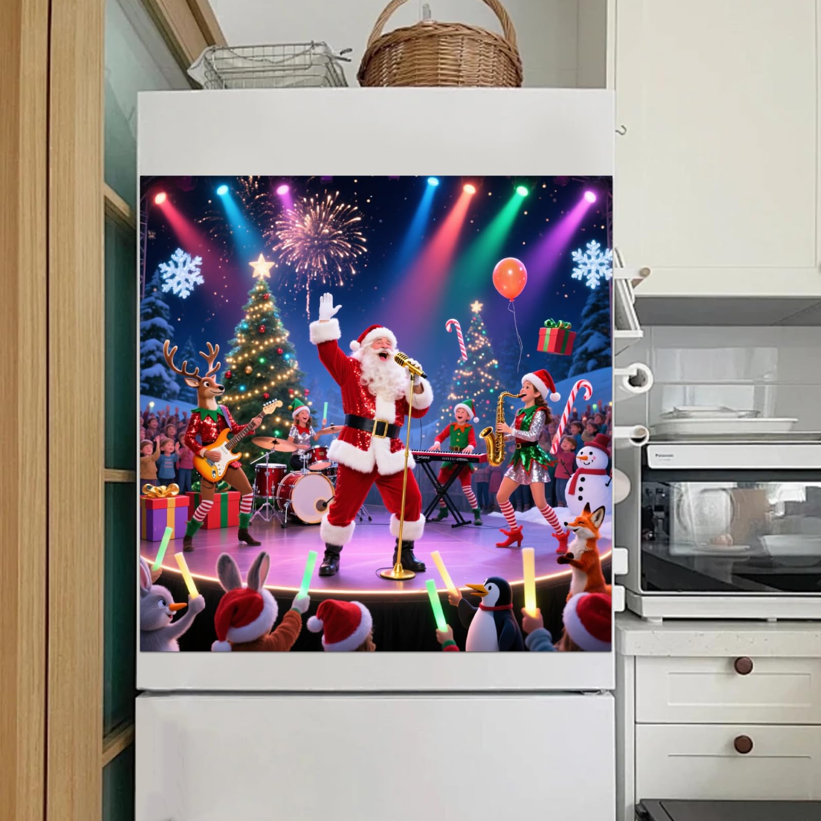 Calamite Adesive Musica Di Natale Magnetic Dishwasher Cover Riusabile Adesivo Magnetico Frigorifero Elettrodomestici Amadio Lavatrice Foglio Magnetico 58.5x65 cm /3pcs