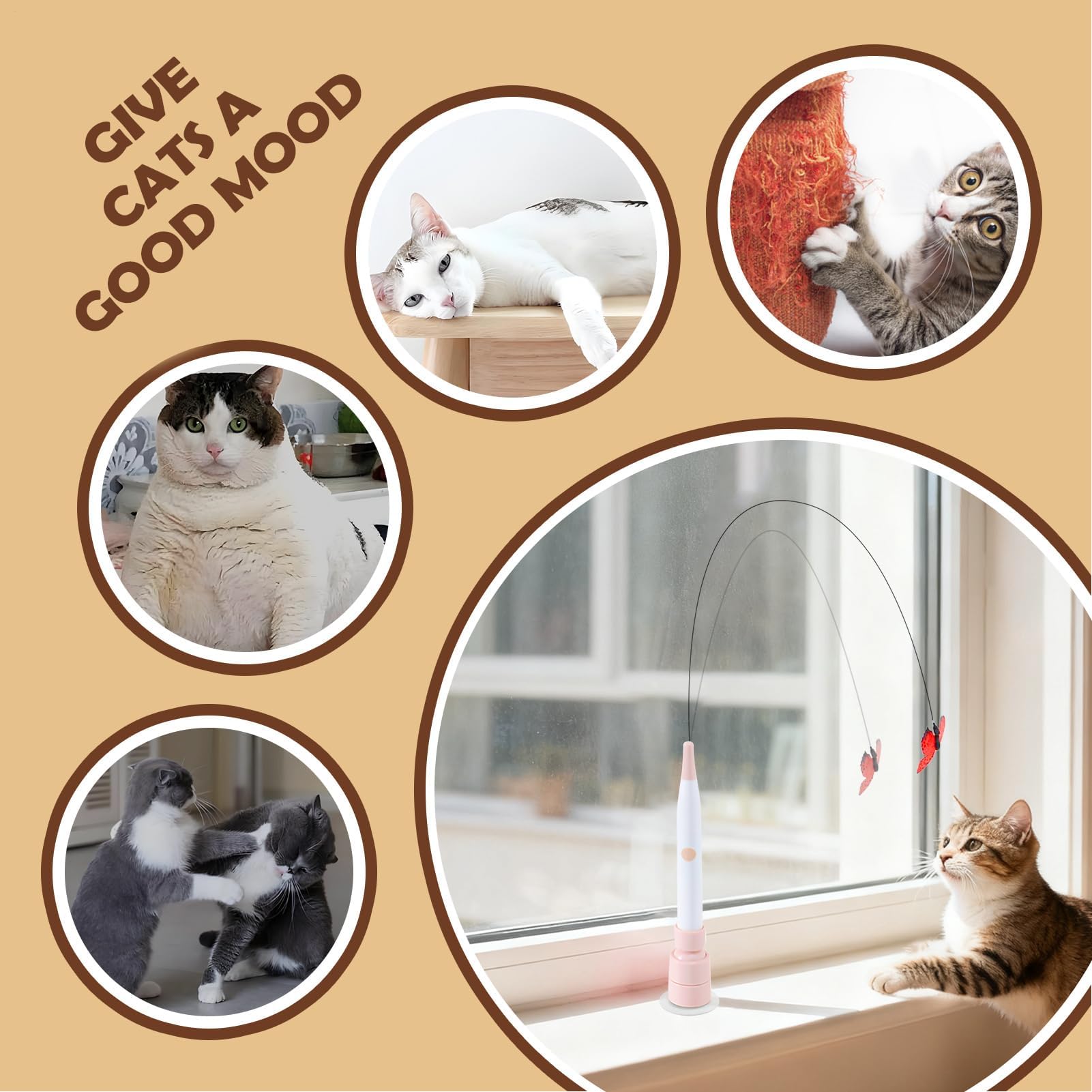 Juguetes para Gatos， Palo de Ejercicio for Mascotas Desmontable 2 Modos: Juguetes interactivos for Gatos Interior