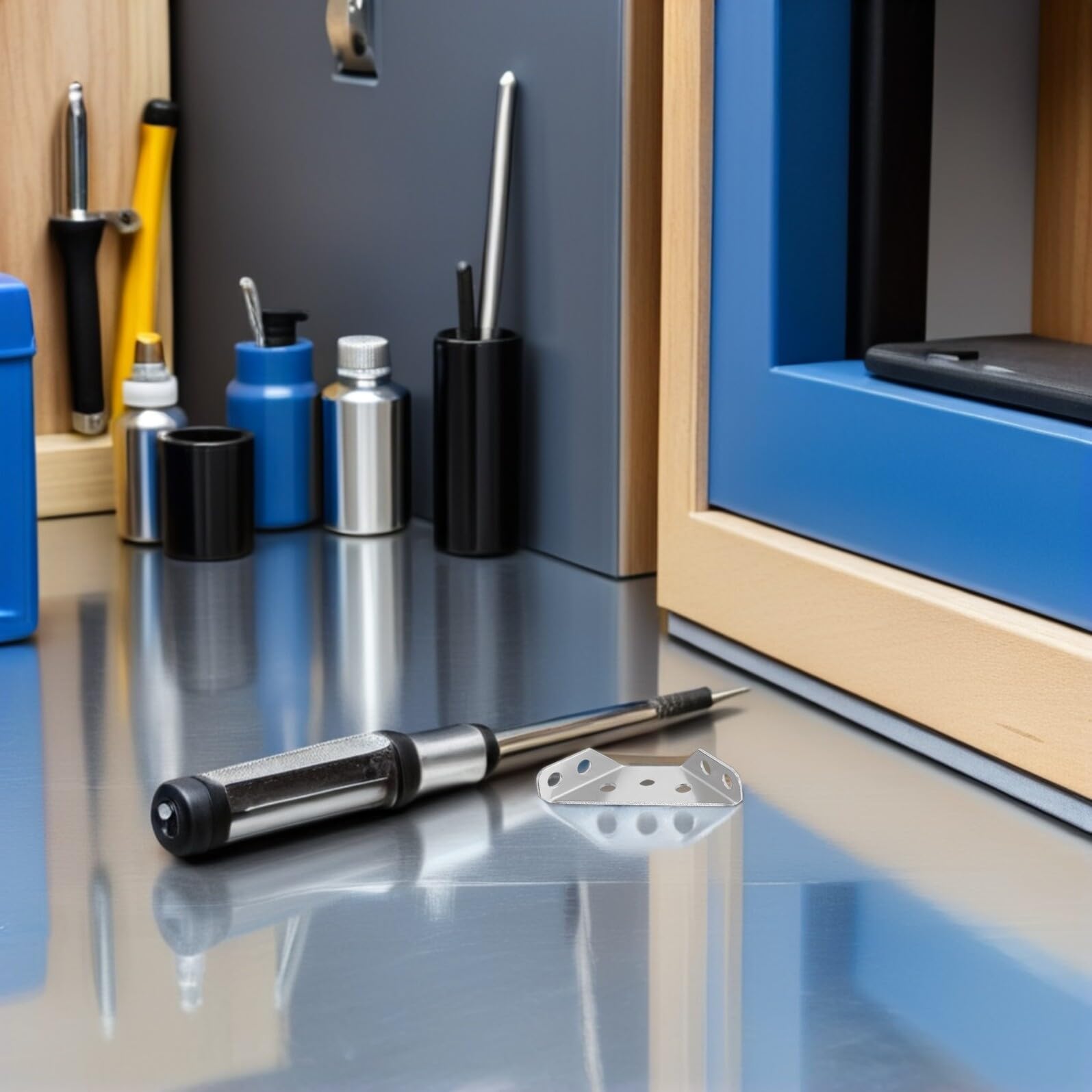Set 48 Connettori per Staffe per Mobili in Acciaio Inox 3 Lati, Supporti Angolari per Ripiani e Armadi, Rinforzi per Mobili da Cucina e Bagno, Accessori per Progetti Fai da Te