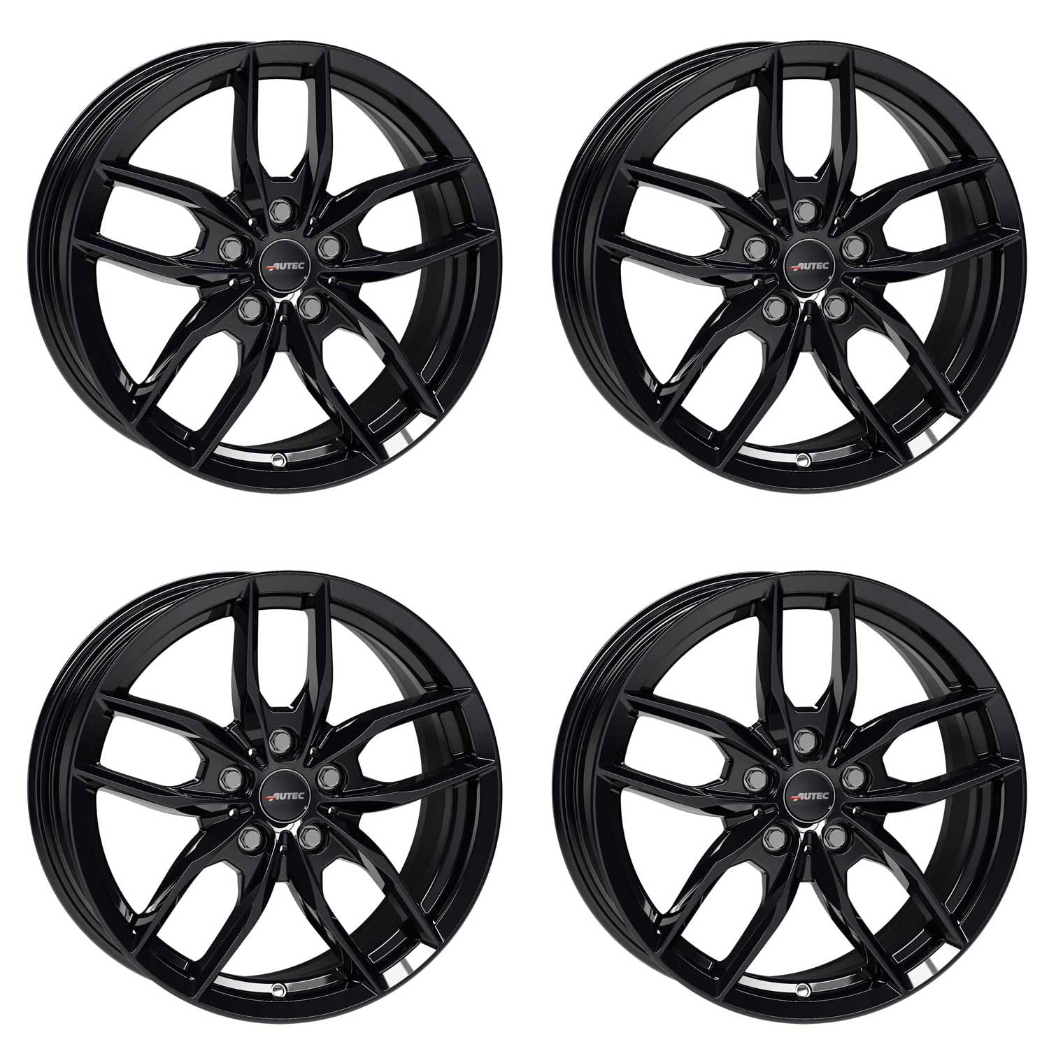 Bavaris Lot de 4 jantes Autec 6,5 x 16 ET22 5 x 112 Noir Compatible avec BMW 3