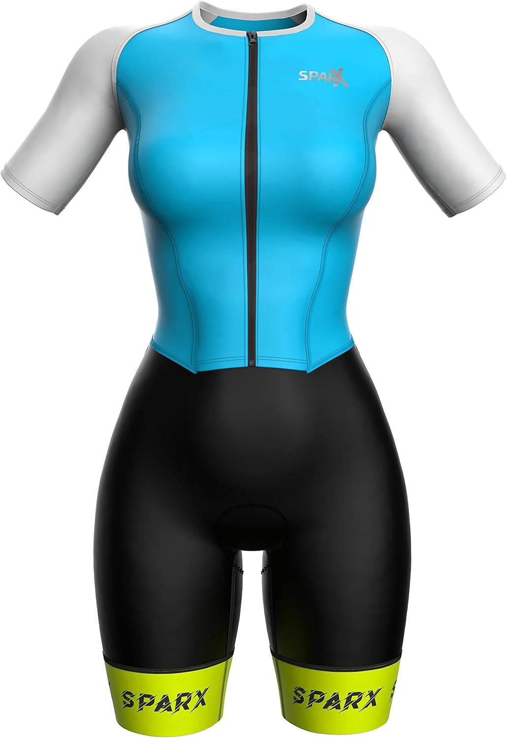 Sparx Aero Triathlon Suit Women Short Sleeve Tri Suit Women Running Swimming Cycling Skinsuit (Aqua, L)