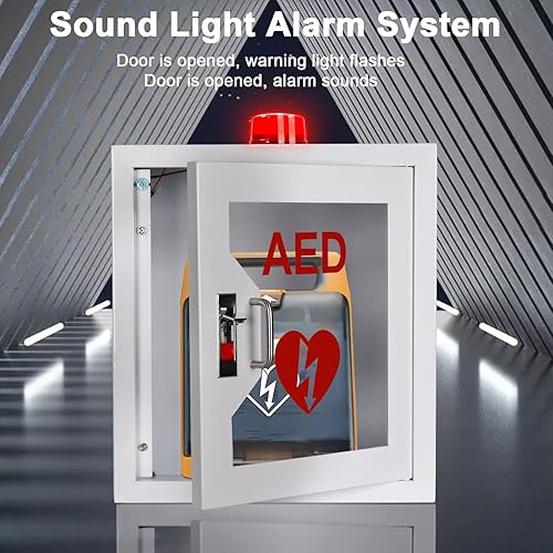 Miniatura 4 de AED Gabinete de almacenamiento de montaje en pared para desfibrilador, gabinete de acero inoxidable AED con cierre a presión, se adapta a todas las