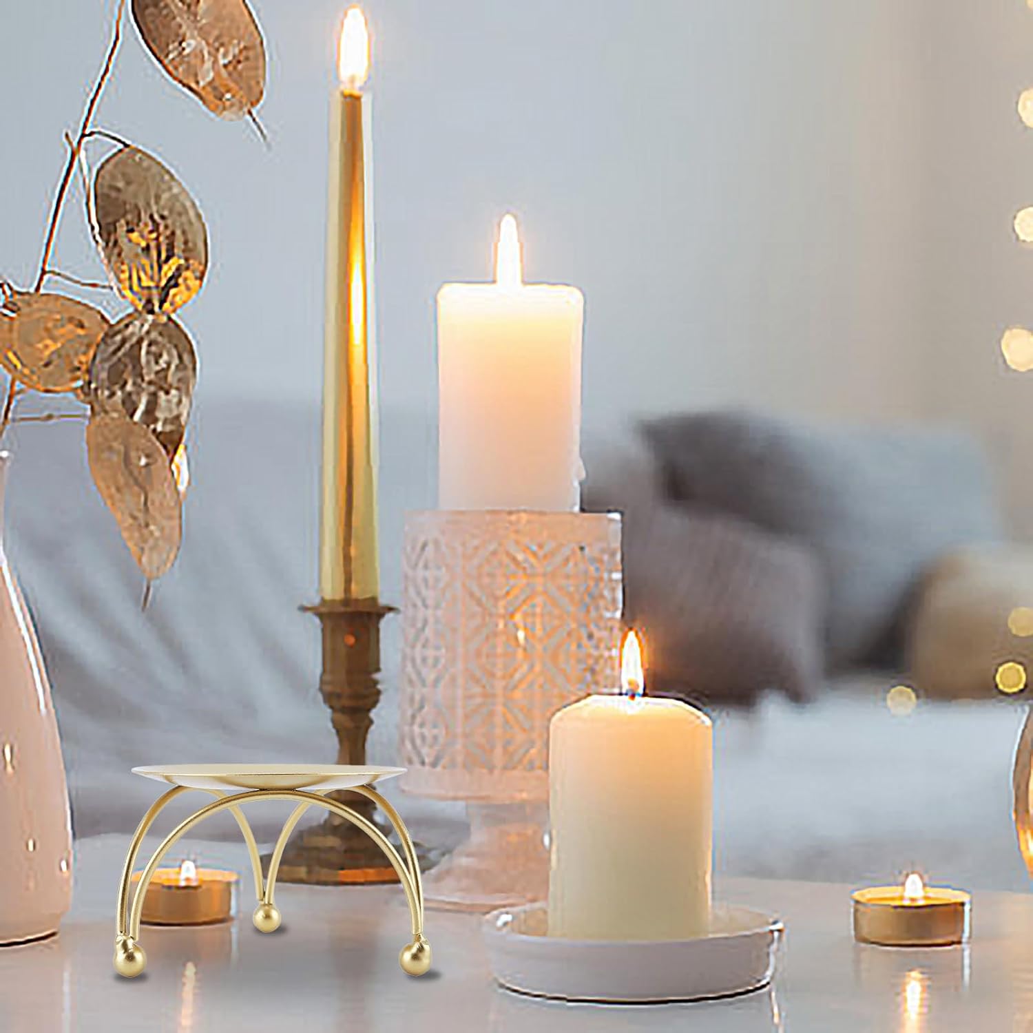 Gavigain Pillar Candle Holder,Candle Holder Decoration,European Iron Candle Holder for Dinner Table Decoration