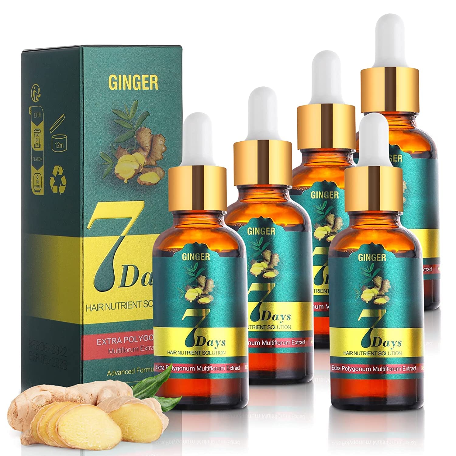 ROPALIA Hair Regrow Ginger Germinal Essential Oil,Hair Regrow 7 Day Ginger Anti Hair Loss Serum for Hair Loss & Hair Thinning Treatment, Promote Hair Regrowth Suitable for Men and Women