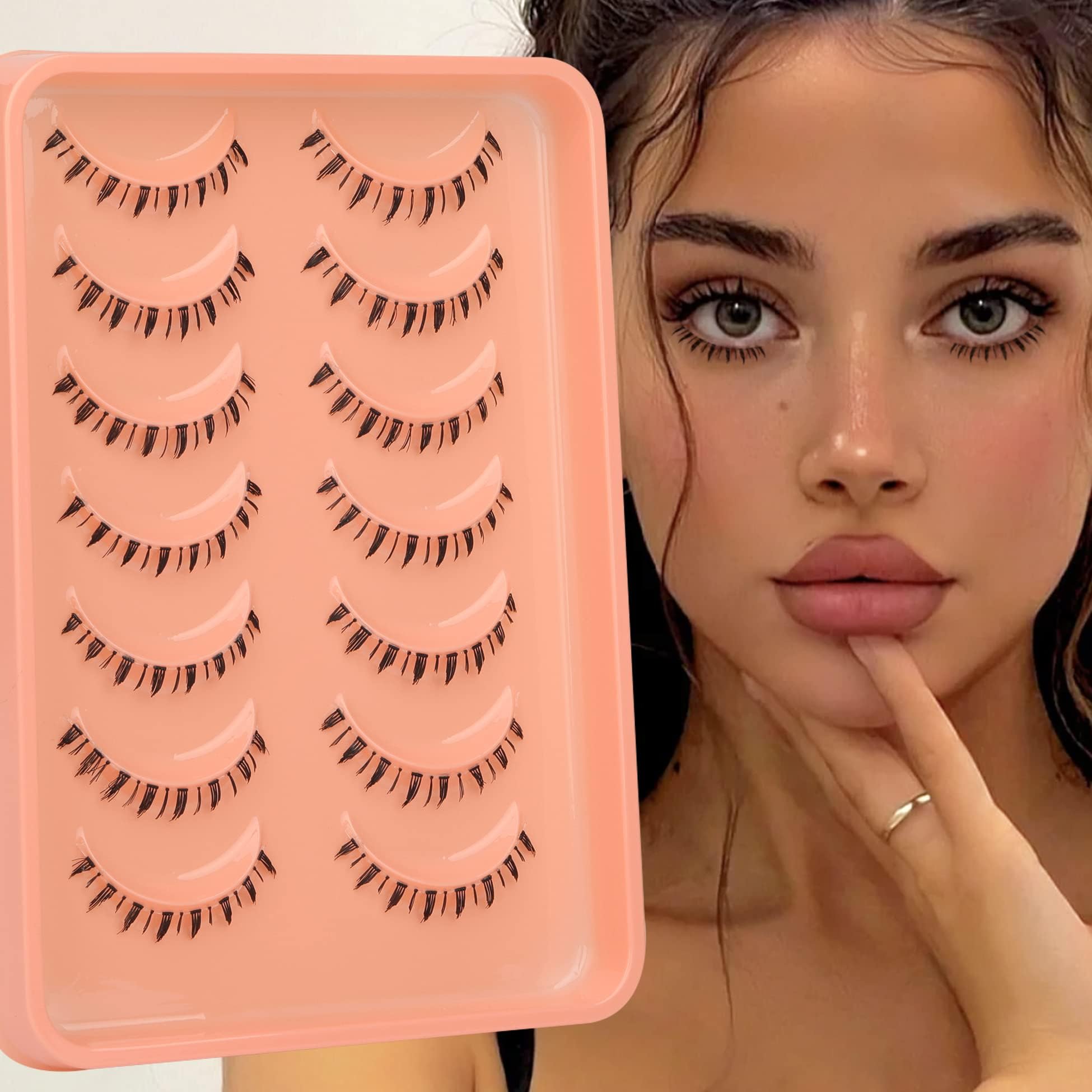 Bottom Lashes Japanese Manga Style Spiky Anime Lower Lashes Clear Band Natural Wispy Handmade Dramatic Bottom Eyelashes Strip Pack by Mavphnee