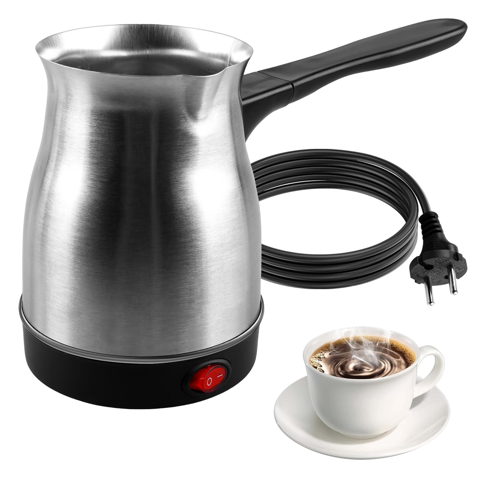 BYZESTY Elektrische Türkische Kaffeemaschine, 500ml Elektrische Kaffeekanne, Elektrische Türkische Kaffeekanne, Turkischer Kaffeekocher, Mokka Maschine Turkish Coffee Maker für Zuhause Büro Camping