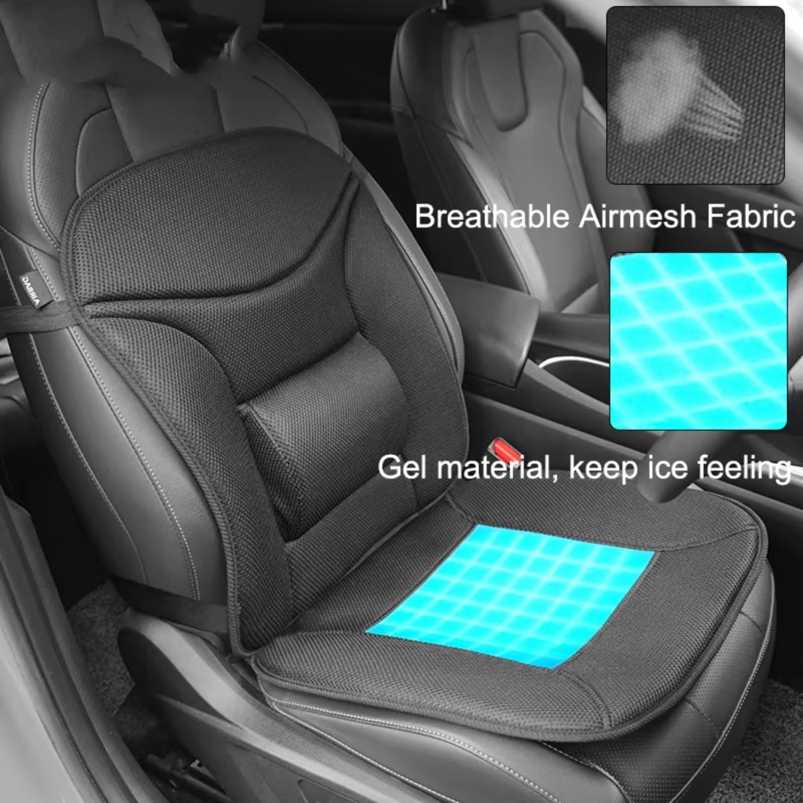 Cojín para Asiento Coche Tejido Malla Transpirable Gel Refrigerante Funda Frontal Individual Universal Todas Las Estaciones Soporte Lumbar Fundas Asientos Coche Universales(2PCS)