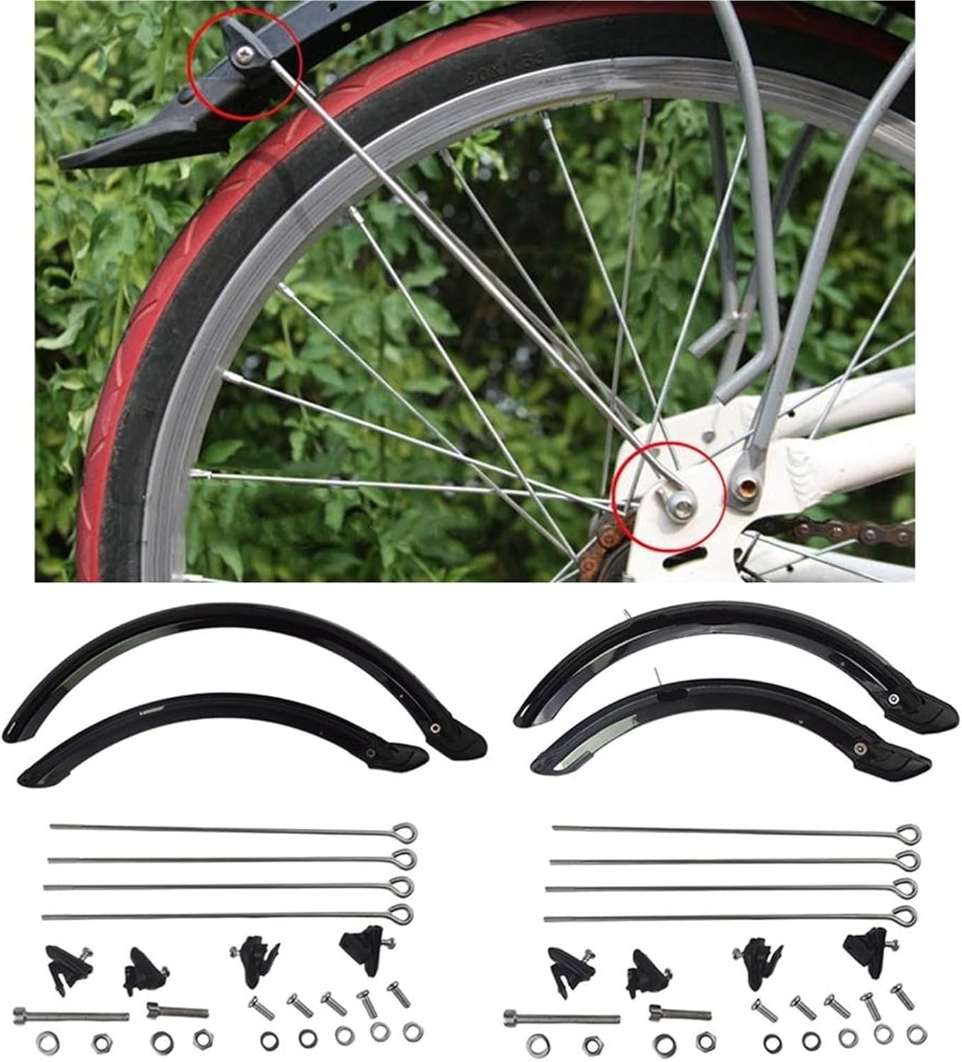 Bike Fenders Resistance Folding Bike Mud Guard 14'' 20'' Wheel V-Brake Front Rear Mudguard Set Accessories