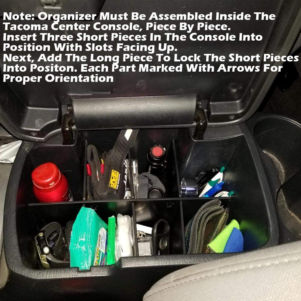 OxGord Center Console Organizer Compatible With Toyota Tacoma 05-15 - Custom Fit Insert For Armrest Lid Compartment - View #3