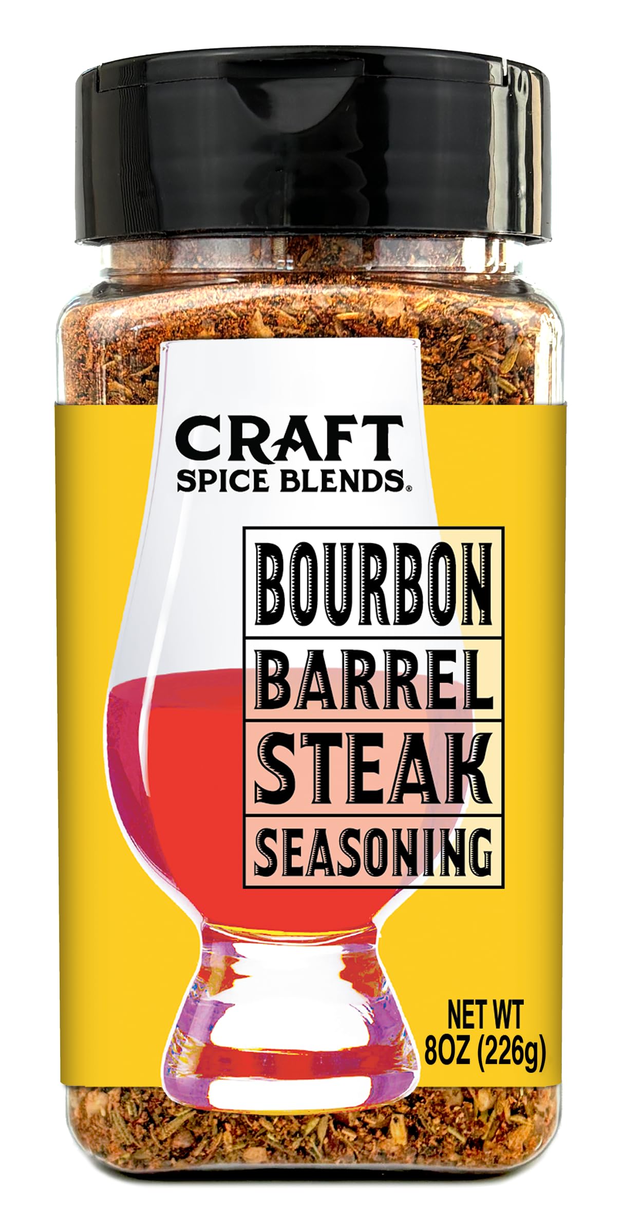 Craft Spice Blends Bourbon Barrel Steak Seasoning - Smoking and Grilling Meat - Steaks, Brisket, Burgers, Chicken, Pork - Dry BBQ Seasonings and Spices - 8 oz