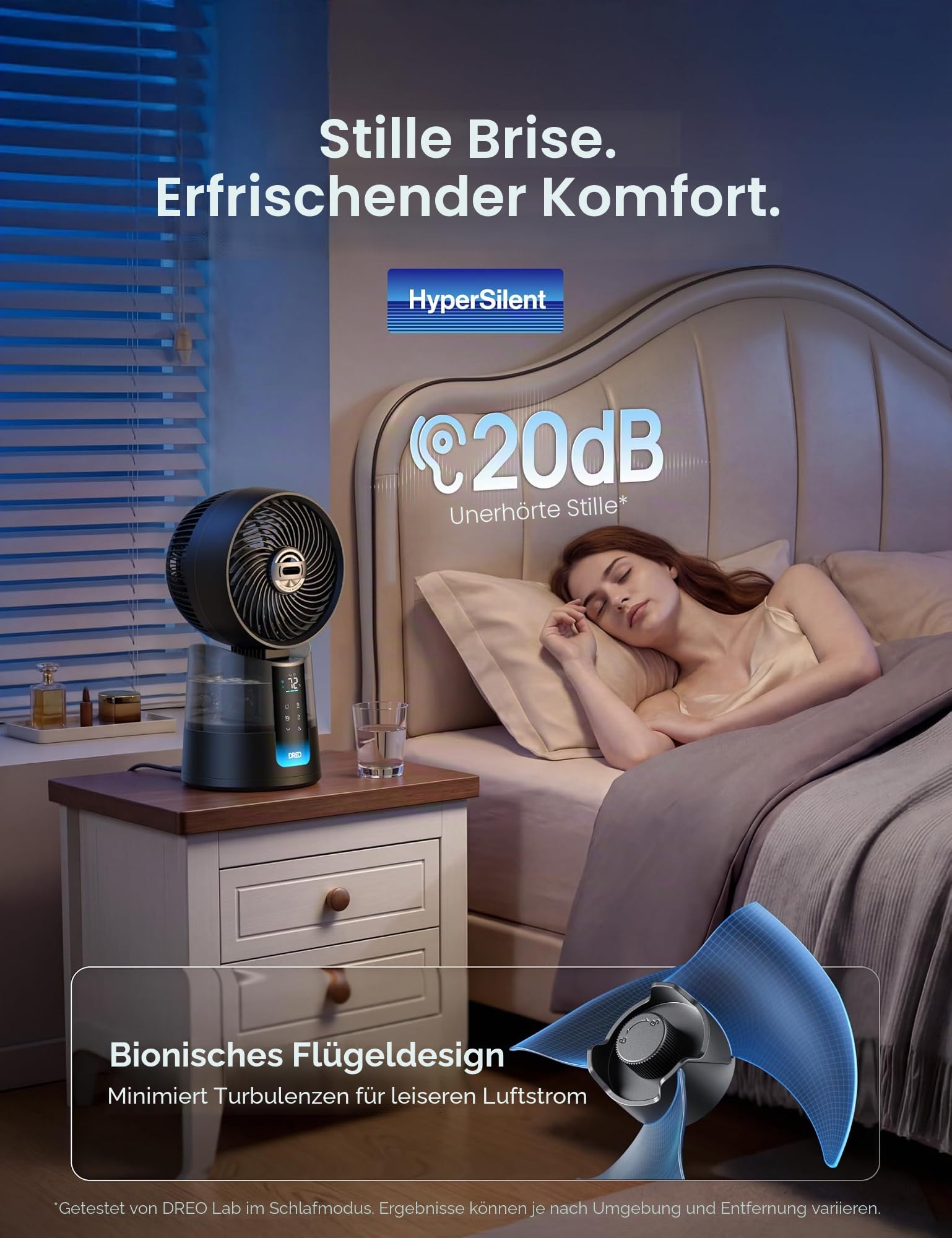 DREO TurboCool 516 Nebelventilator omnidirektionaler oszillierender Computerkühler, 150°+30°, Verdunstungsluftkühler, 7,9m/s Wind, ultradünner Nebel, 20dB