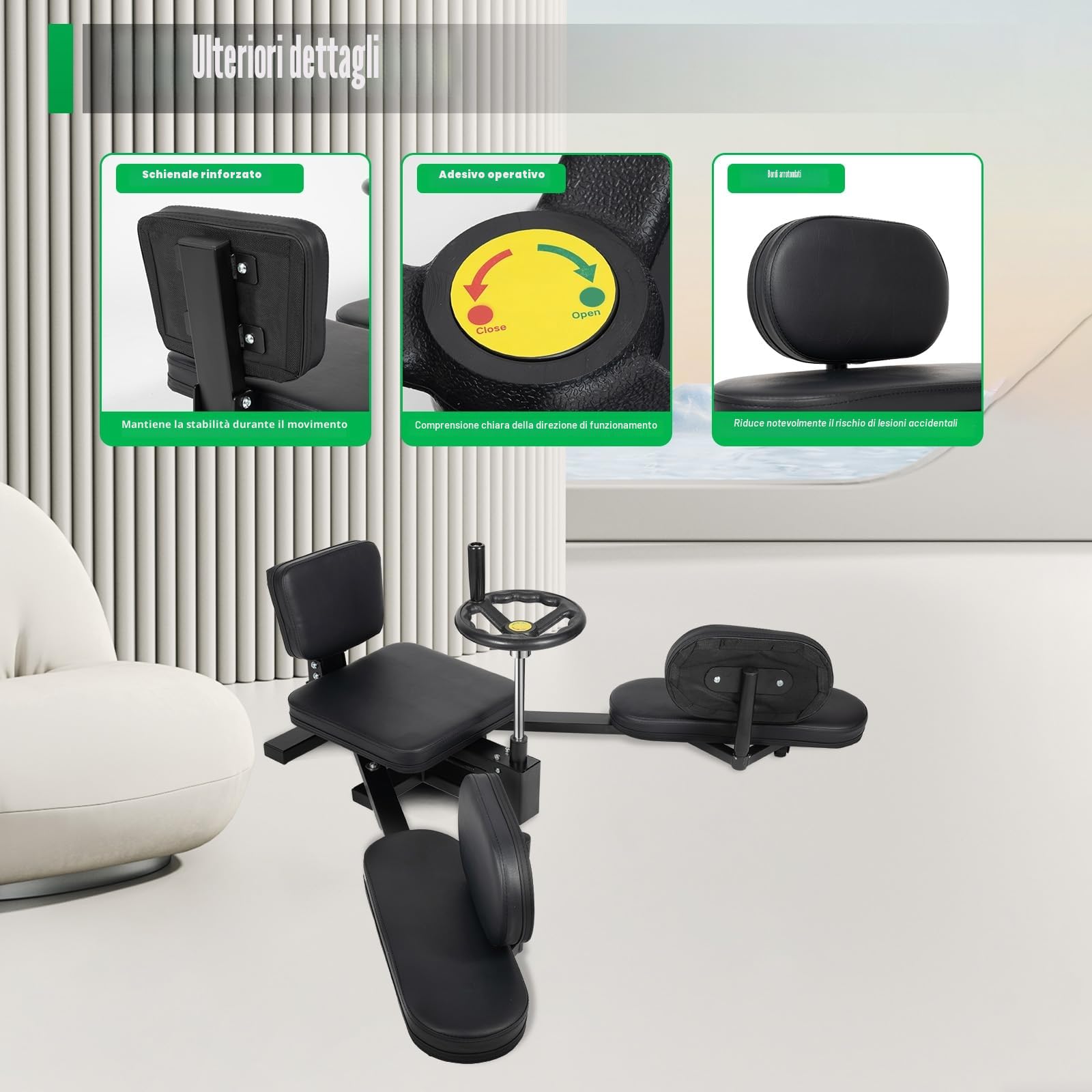 Spagattrainer per Allungare Gli Adduttori Fino a 200° - Spalancatore per Gambe Con Manovella Girevole - per Balletto, Arti Marziali e Fitness