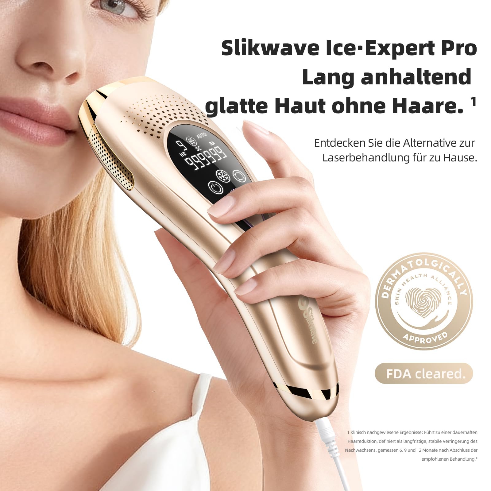 IPL Geräte Haarentfernung Laser mit 6℃ Eiskühlsystem, Schmerzfreie Haarentfernungsgerät mit HR/SC/RA Erweiterte Funktionen, 999,900 Lichtimpulse, 9 Energiestufen für Körper, Gesicht, Bikini