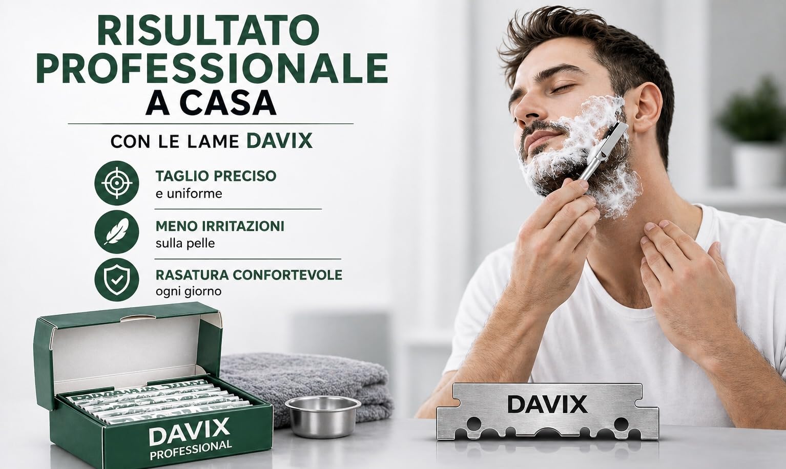 500 Davix Blades (5x100) - Professional Half Blades for Freewheel Razor, Stainless Steel, Precise Cut, Anti Irritation - 4