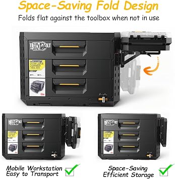 Foldable Mounting Plate Compatible with ToughBuilt StackTech Compact Tool Box & Tool Bag, Side Rail Storage Attachment Bracket, No Drill Toolbox Expansion Mount for Modular Organizer Accessories