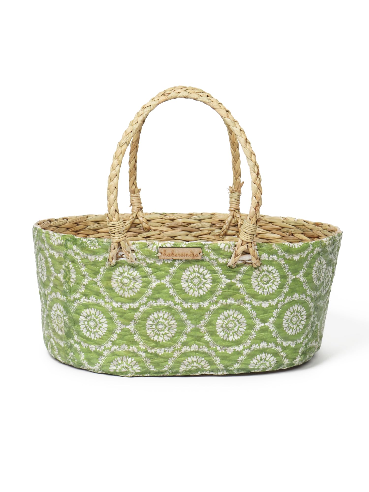 Habere India-All the Cultures Fabricating India Wicker Hamper Basket | Bamboo Basket | Cane Gift Hamper Baskets | Seagrass Shelf Organiser | Decorative Fruit Baskets (Design 05; L33 x W19 x H15 cm) — Amazon image 8