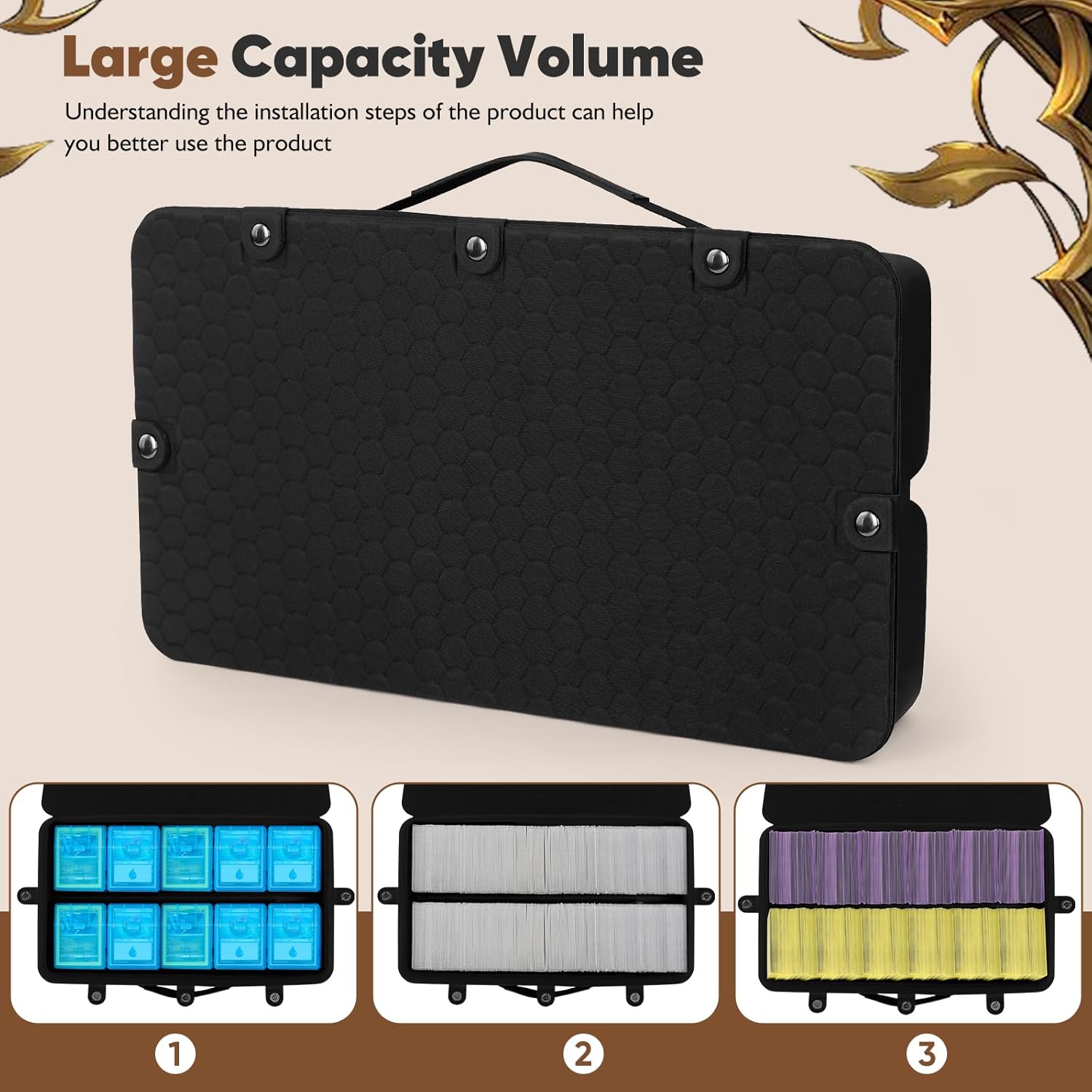 Deck Box Storage Case Compatible with MTG Cards and 3" x 4" Hard Card Sleeves - Card Deck Organizer Box for Commander Deck Boxes and Playmat(Case Only)