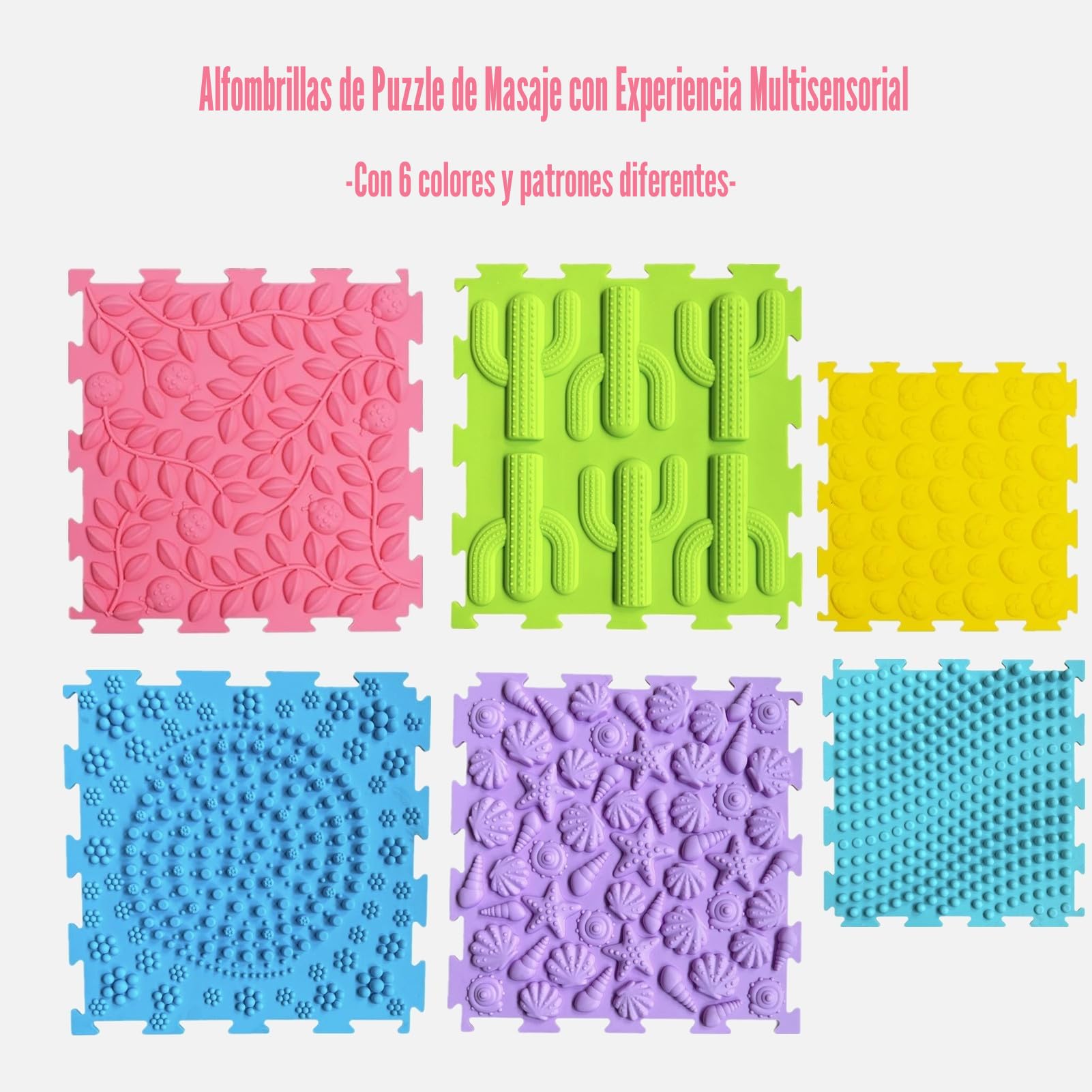 Tapete de Juego ortopédico de Rompecabezas de Masaje, tapete de Entrenamiento sensorial Texturizado, Azulejos para niños y Adultos, niños autistas