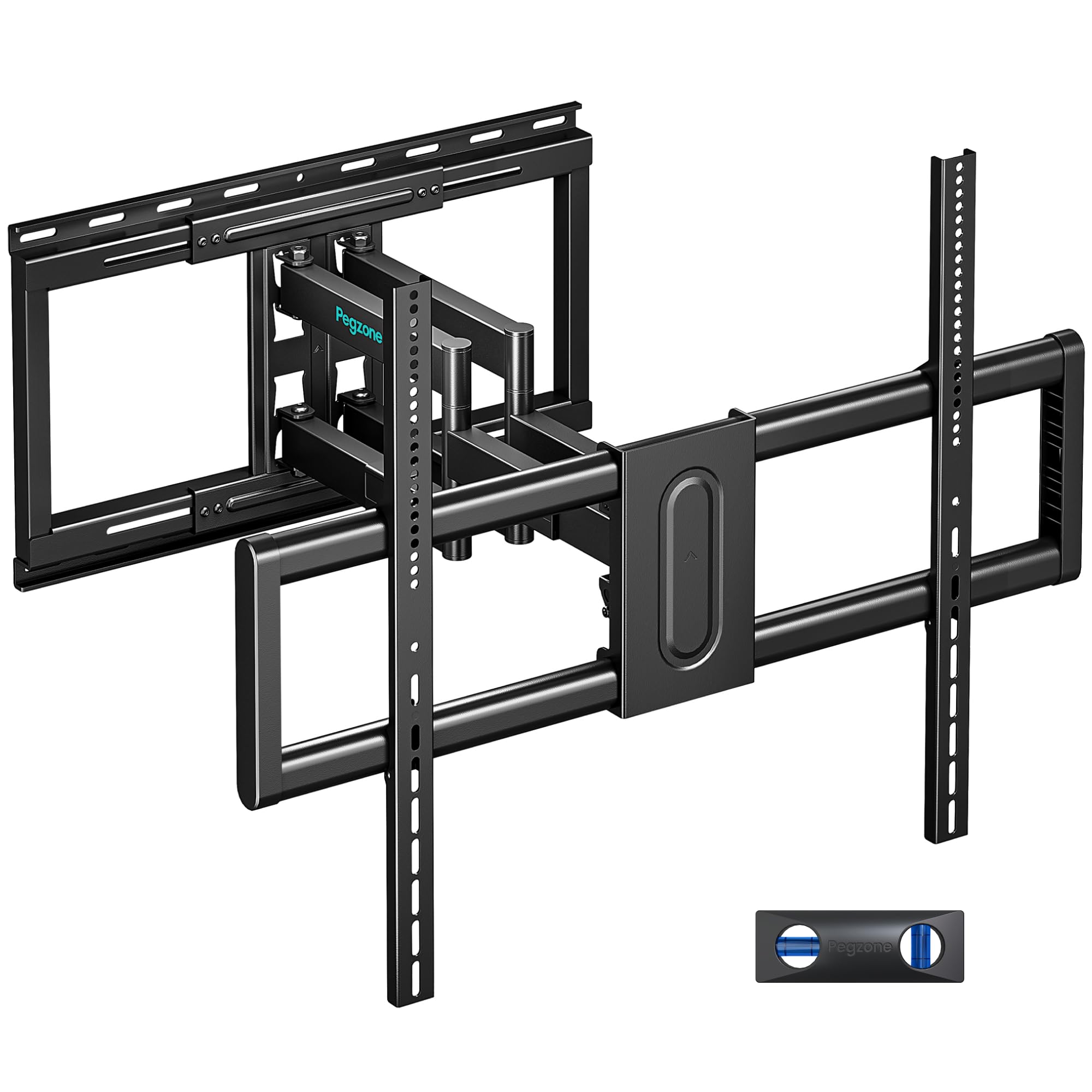 Pegzone Full Motion TV Wall Mount for 43-100 Inch TVs up to 176lbs | 25.2" Extension, Swivel Heavy Duty TV Bracket, Sliding Dual Arms for Off-Center Studs, Fits 16"/ 18" /24", Max VESA 800x600