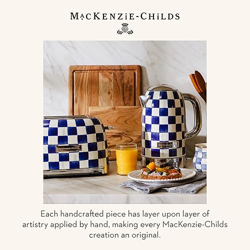 Miniatura 6 de MACKENZIE-CHILDS Hervidor eléctrico, tetera de acero inoxidable, azul y blanco Royal Check