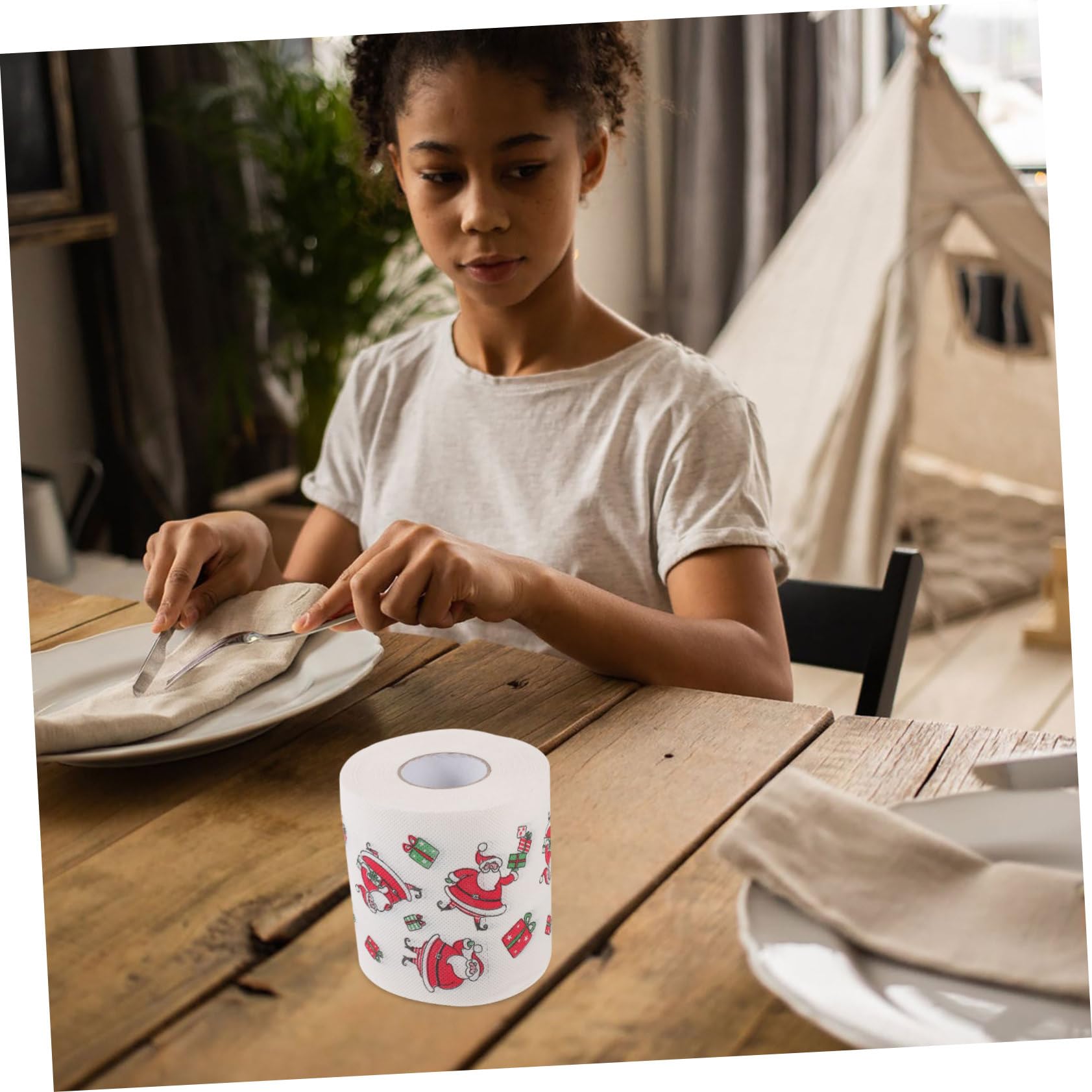 5 Rollos Servilletas Desechables Navideñas Higiénico Con Motivos Festivos Absorbentes Para Fiesta Decoración Navidad