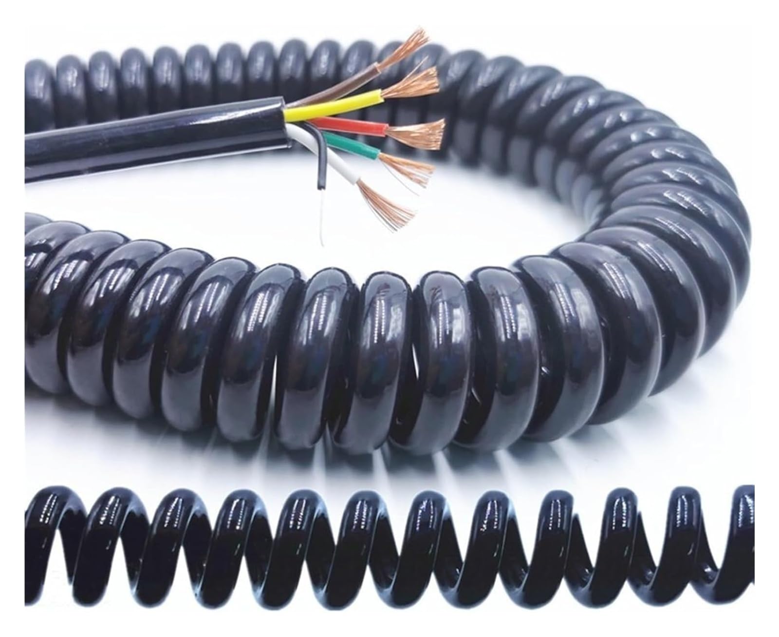 Kabel telefoniczny Przewód spiralny, elastyczny, spiralny, sprężynowy, 2-żyłowy, termokurczliwy, 0,2 mm-2,0 mm, rozciągliwy, sprężynowy, 24 AWG, 22 AWG(15awg 1.5mm,Stretch 1.2 meters)