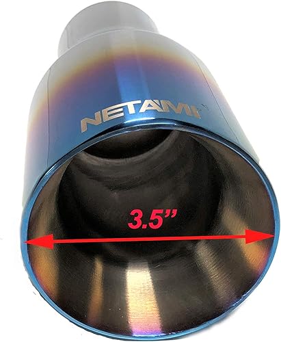 Miniatura 2 de NETAMI NT-2379 Punta de escape de acero inoxidable doble pared soldada con azul quemado