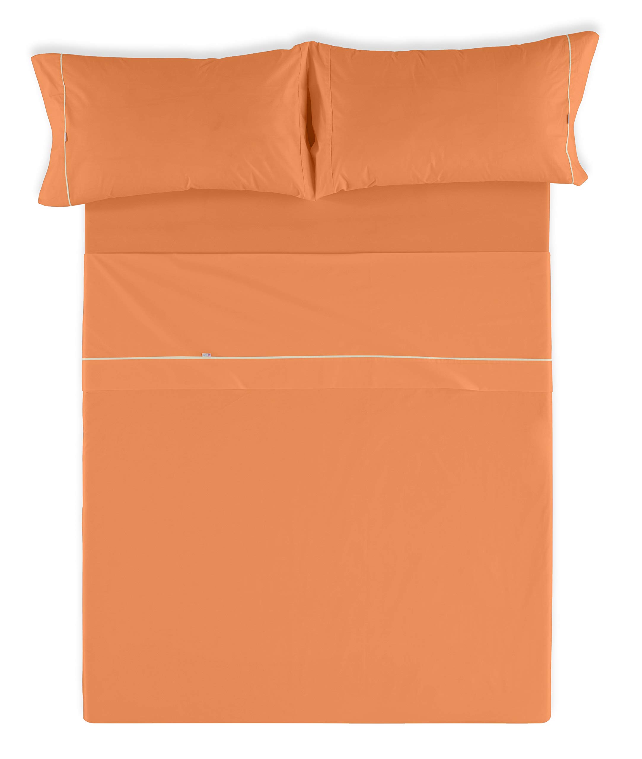 Juego de sábanas color mango Cama de 180 (4 piezas) - 100% algodón - 144 hilos. Gramage: 115
