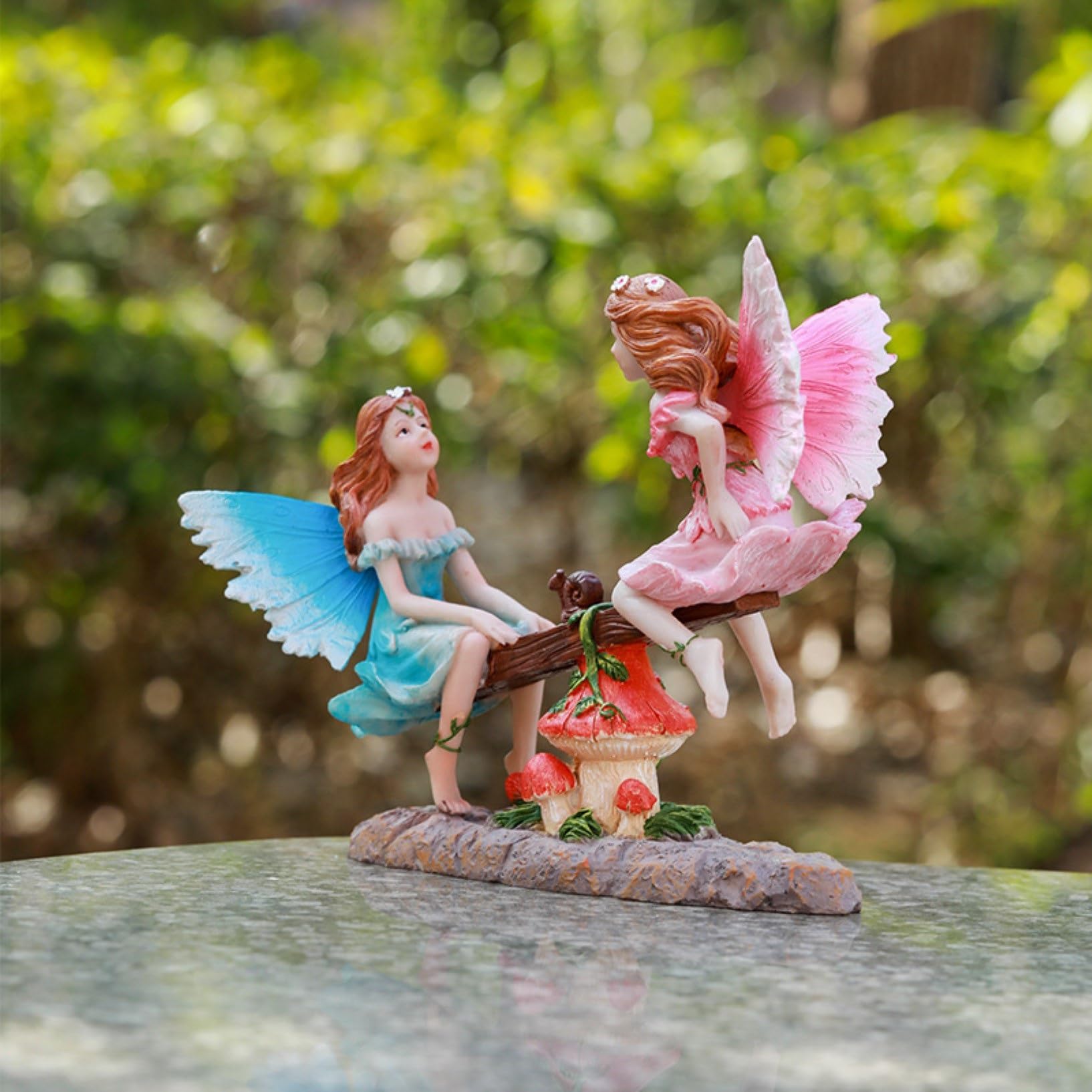 Statues d'ange Jardin,Figurine d'ange Jouant sur Scie,Décoration Pelouse pour L'extérieur Cadeau Cour Patio