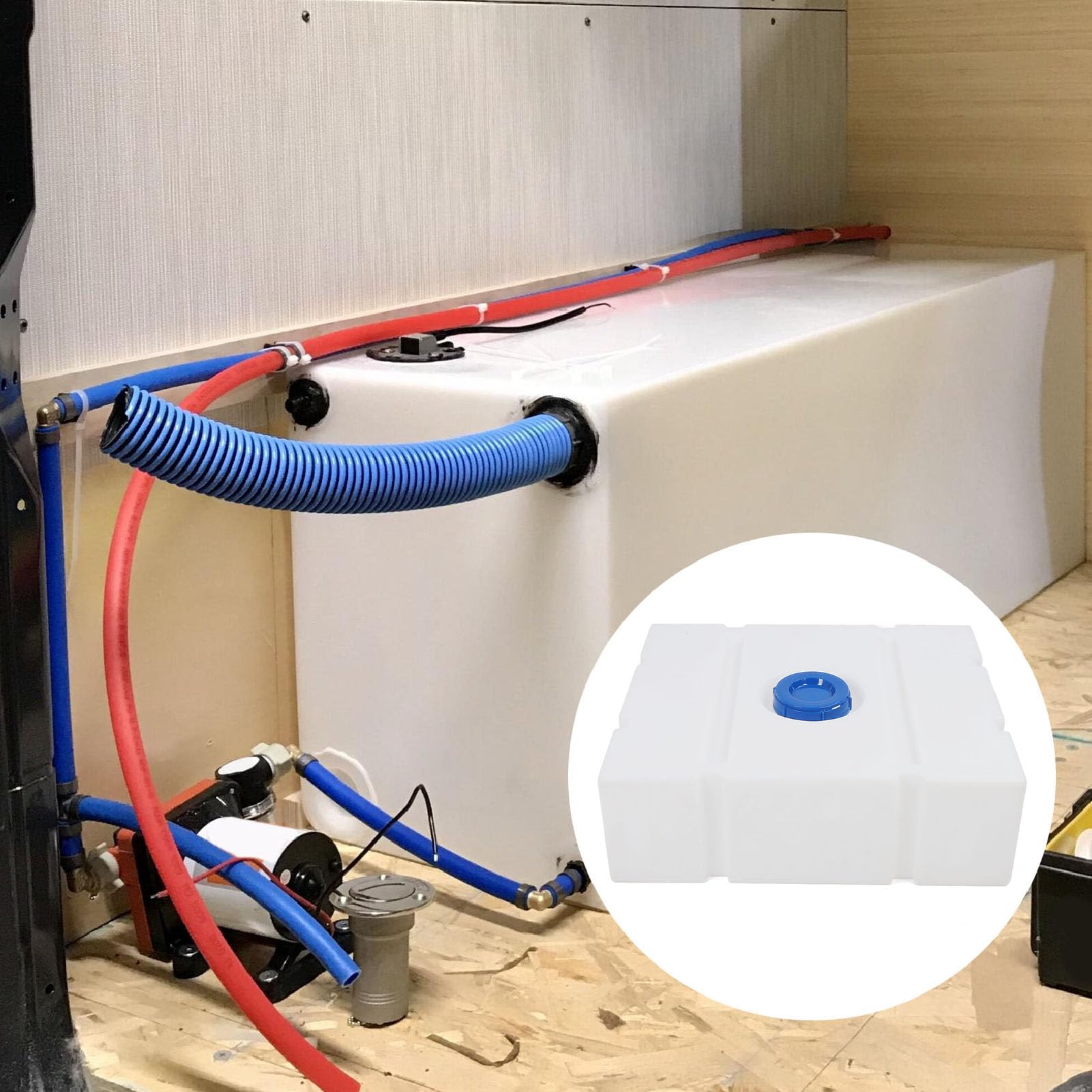 Locadenz 785 x 655 x 255 mm RV Frischwassertank, 33 Gallonen Lebensmittelqualität RV Wassertank, LLDPE Leckfestes Wasserbehältertank für Anhänger Boote Yachts