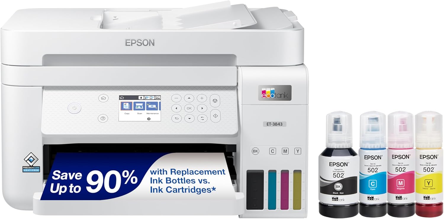 Epson EcoTank ET-3843 Wireless Color All-in-One...