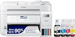 Epson EcoTank ET-3843 Impressora Supertank colorida sem cartucho, sem cartucho, com scanner, copiadora, ADF e Ethernet - para o melhor escritório em casa, branco