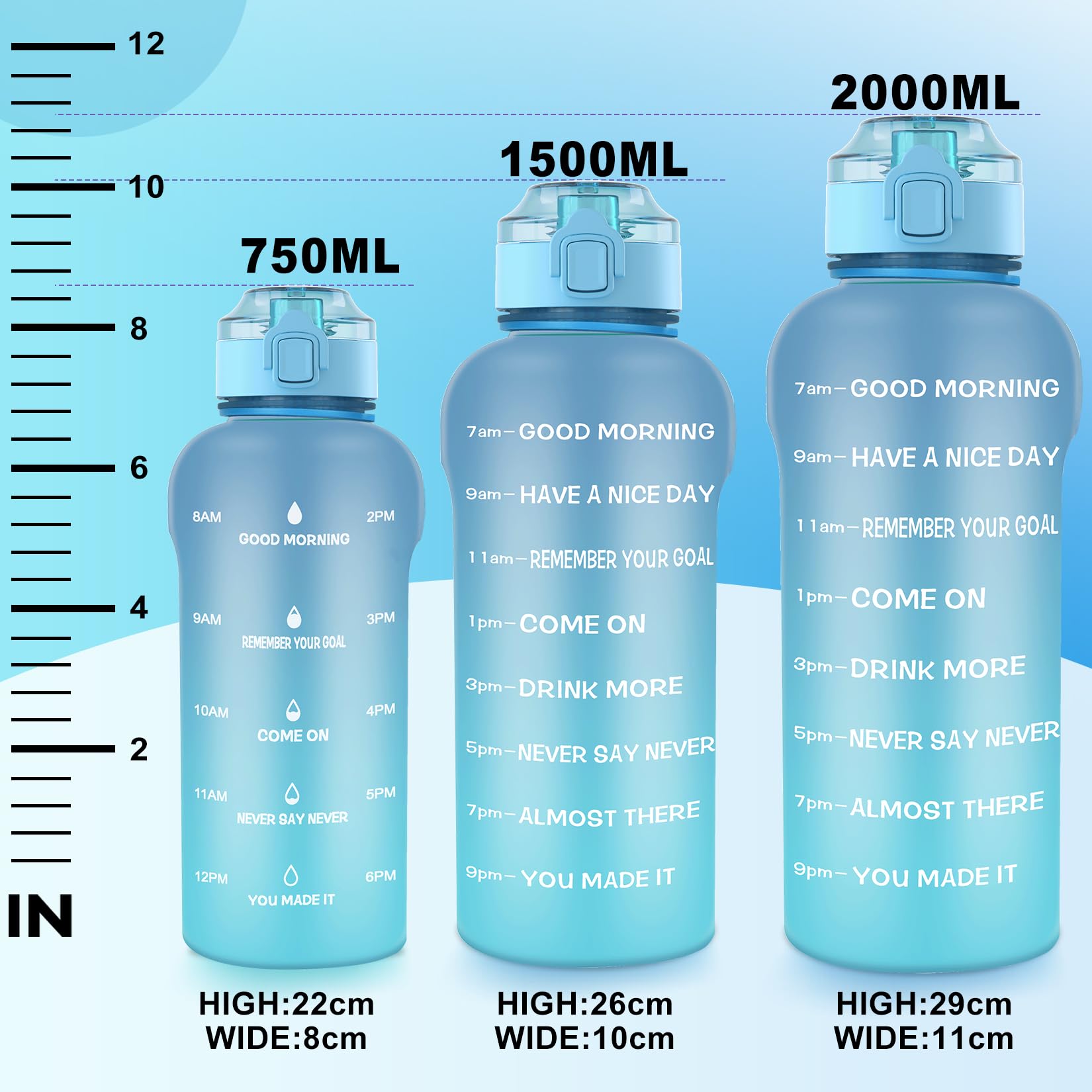 Lot De 2 Gourdes Jogging WIYETY – 250 Ml Avec Clip – Anti-fuite – Sans BPA – Pour Sport, Vélo, Rando