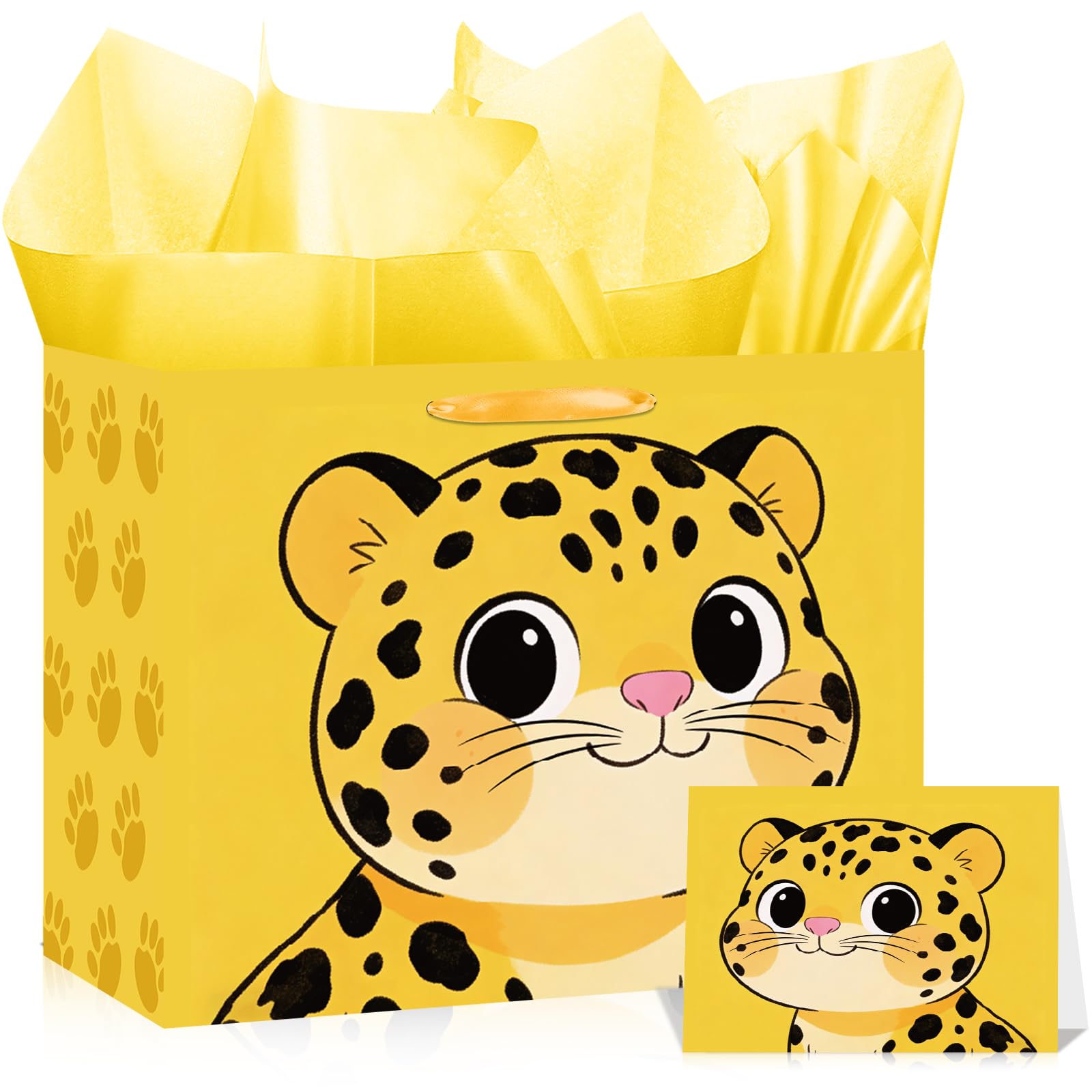 Cute Leopard Gift Bag for Kids Boys Girls Large Cheetah Birthday Gift Bag — image 1