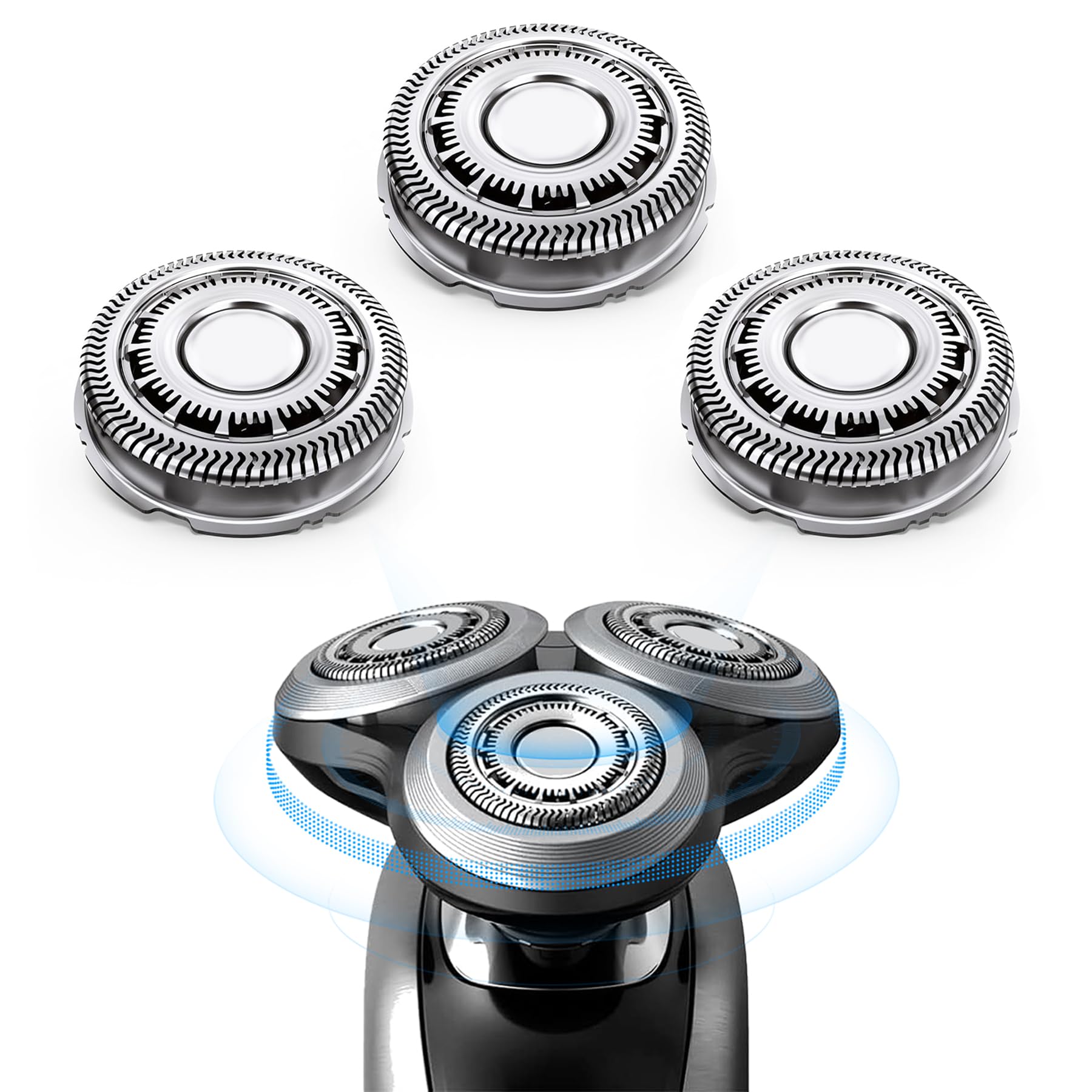 Generic Cabezales de afeitadora de repuesto para Philips Norelco serie 8000, SensoTouch 3D y arcitec, incluye 3 cuchillas de acero inoxidable, color plateado