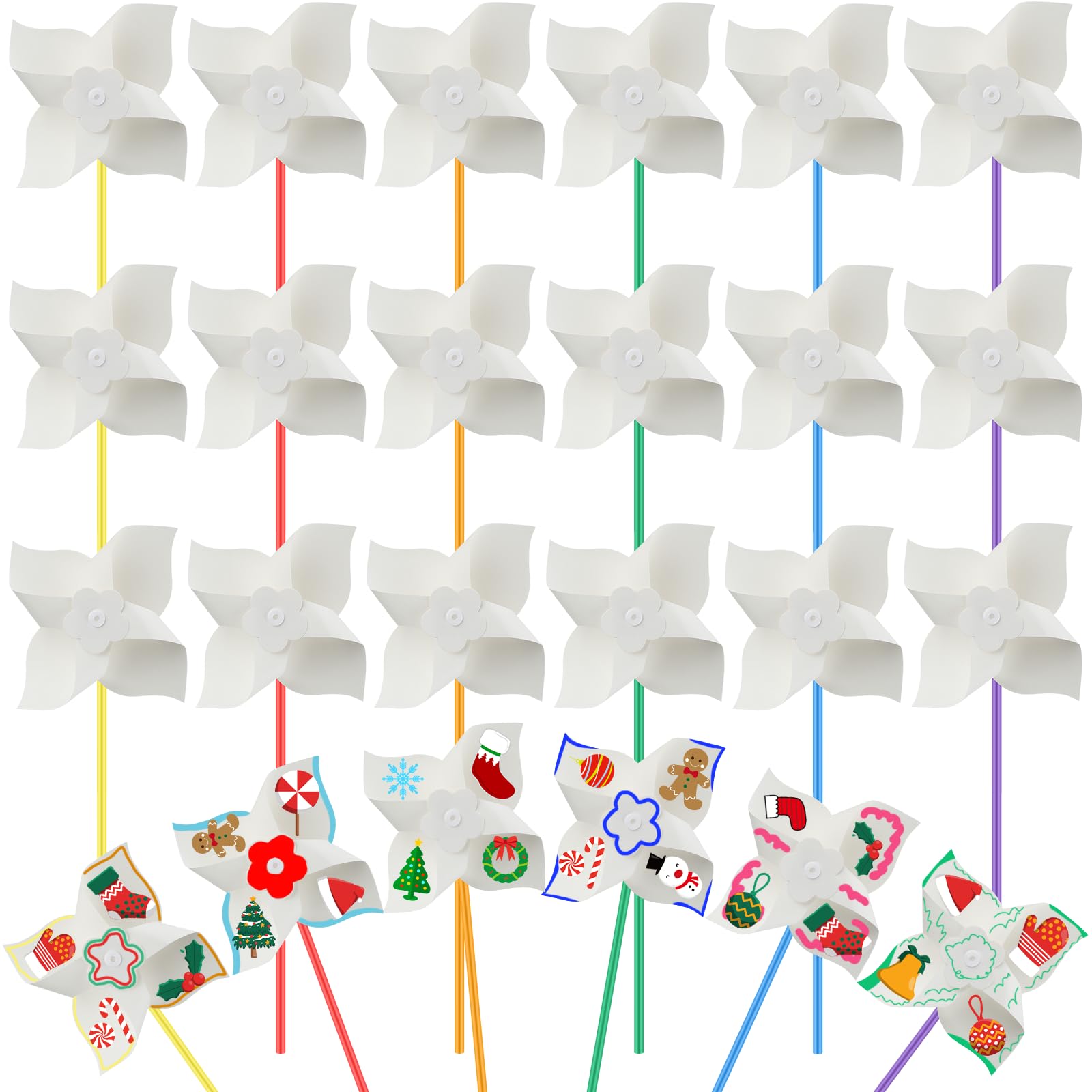 Pinwheel Craft Set Snapklik.com : Poen 48 Pcs DIY Pinwheels Paper Craft Bulk Color Your ...