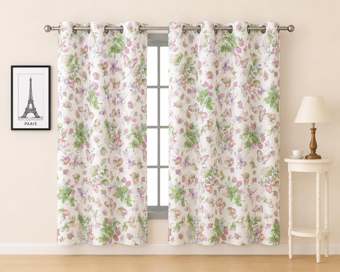 Butterfly Meadow Printed Door & Window Curtains, Super Soft Brushed Microfiber Cotton, 36 x 48 Inches, 3 x 4 Feet, Grommet Curtain 2 Panels for Living Room & Bedroom, Stylish Printed Home Curtains-image-49