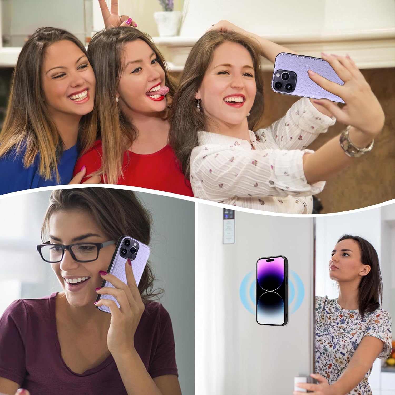 Asuwish Phone Case for iPhone 14 Pro Max 6.7 inch Zipper Wallet Cell Cover with Tempered Glass Screen Protector Strap Flip Card Holder iPhone14promax 5G i Phone14Max Plus iPhone14 ProMax Women Purple