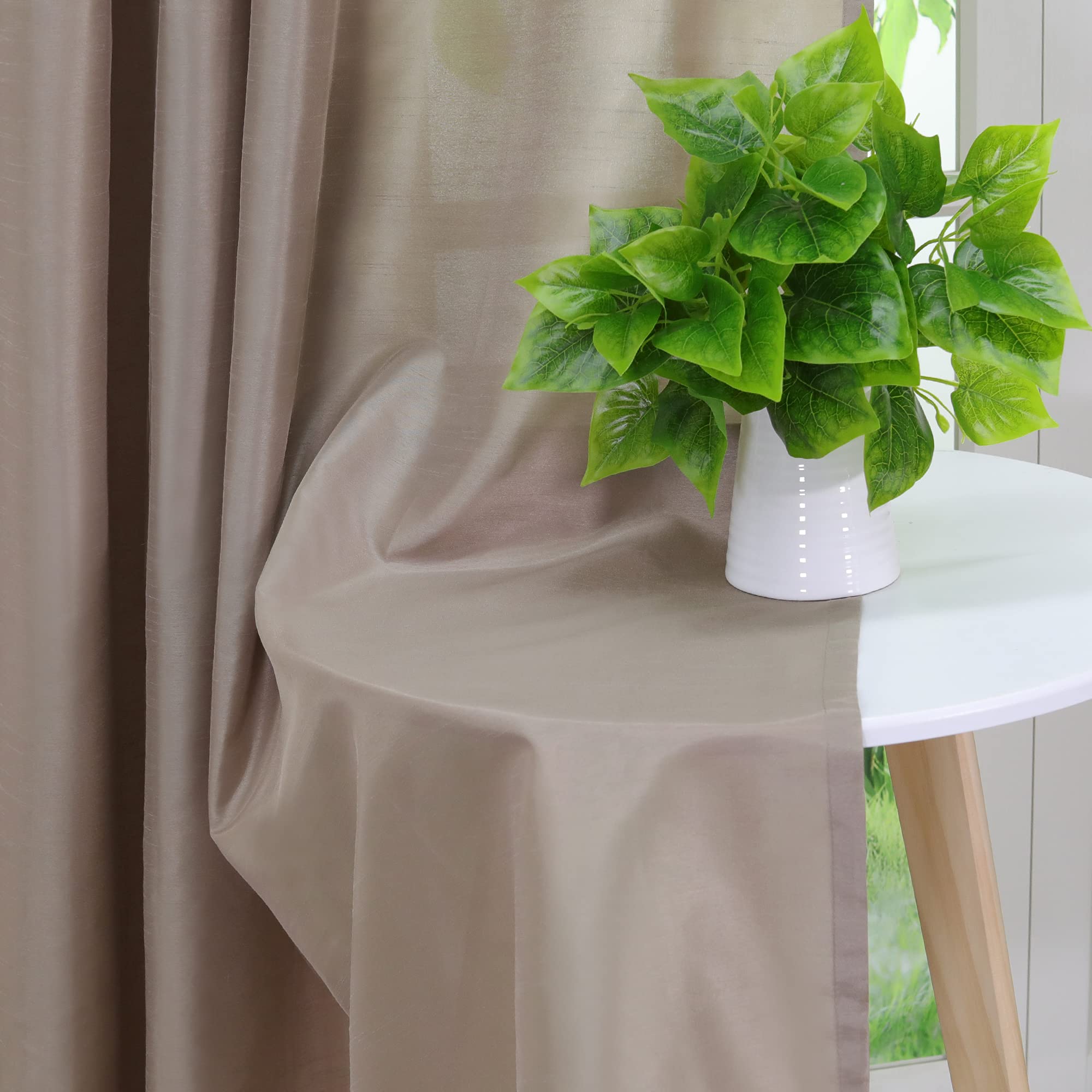 Delien Gardine Mit Kräuselband – Halbtransparent, 140x145 Cm, Farbe Sand, Für Wohnzimmer & Schlafzimmer