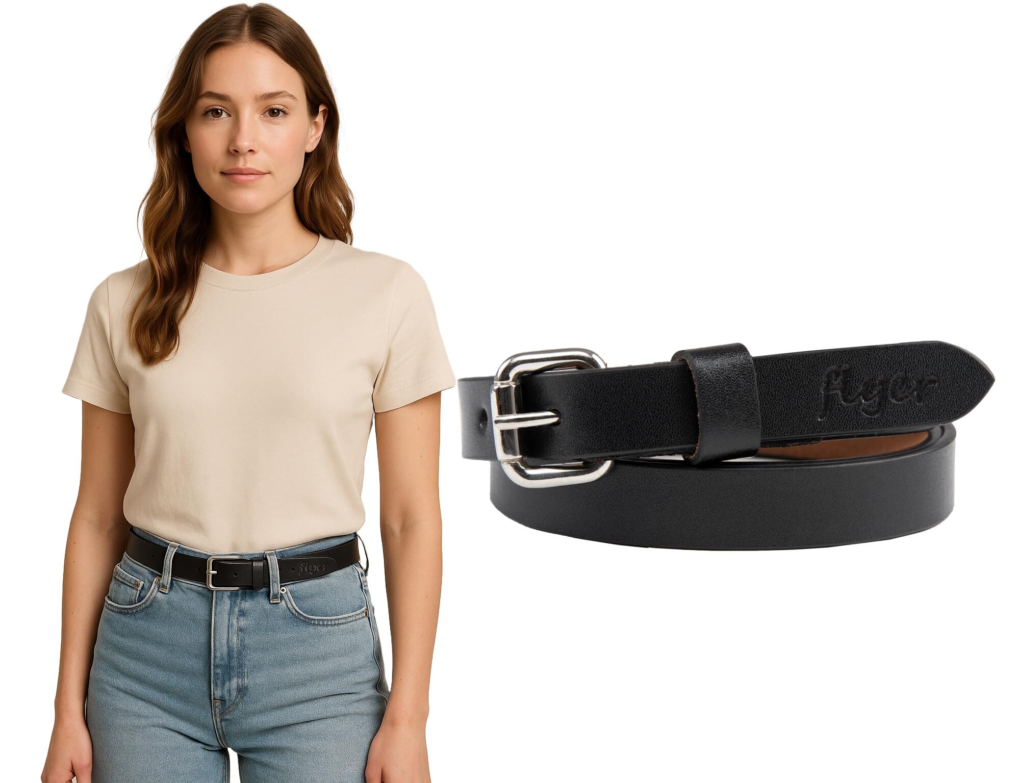 Women's Leather belt for Women/Girls/Ladies (Formal/Casual) (Colour -Black) Buckle Genuine Leather (BL1214-B)