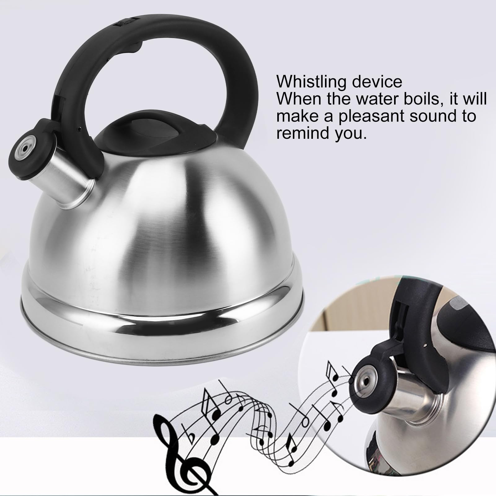 AYNEFY AYNEFY2U6OBNVTI4 Bouilloire sifflante en acier inoxydable facile à utiliser pour cuisinière à induction et cuisinière à gaz