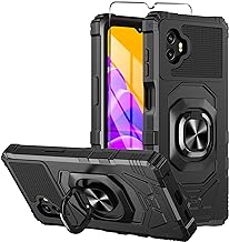 for Samsung Galaxy Xcover 7 Pro Phone Case with Tempered Glass Screen Protector,Military GradeShockproof Protective Cover,with Ring Kickstand (Black)