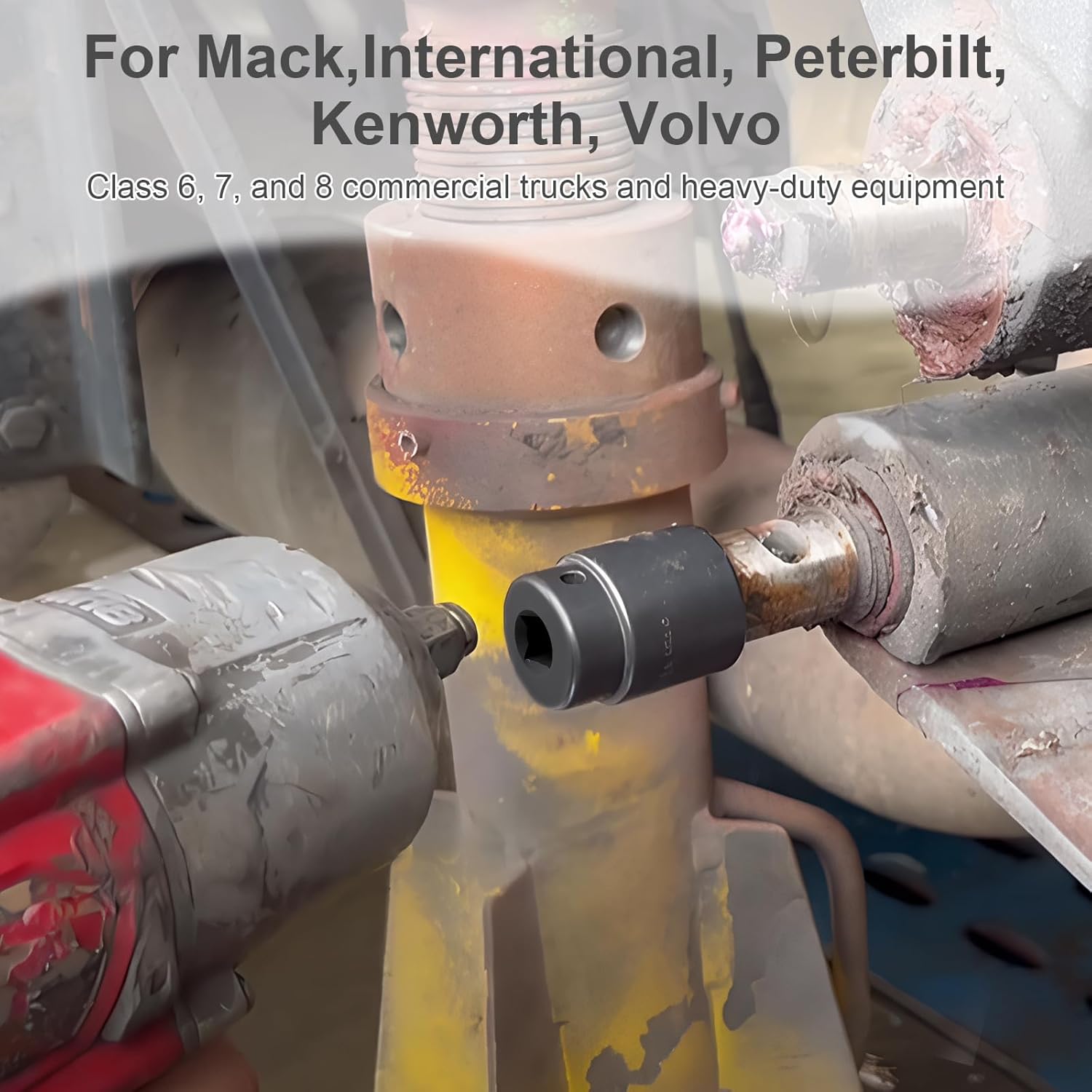 15111 Leaf Spring Pin Socket Set for Class 6-8 Trucks, Fits Freightliner, Peterbilt, Kenworth, International, Mack, Volvo, for Removing/Installing Threaded Spring Shackle Pins with 1/2" Drive