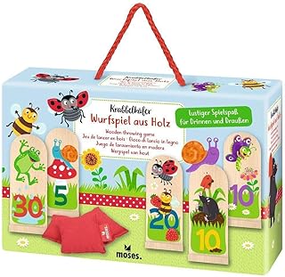 moses. Wooden Throwing Game for Indoor and Outdoor Fun Children's Game for Garden and Outdoor Fun, Skill Game for Children from 3 Years and 2-3 Players, Crawling Beetle Design