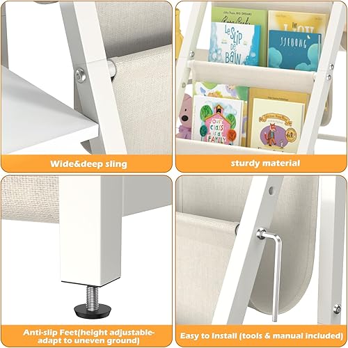 Miniatura 7 de BORISI Estantería infantil y almacenamiento de juguetes, estantería de 3 niveles para niños, estantería Montessori para habitaciones de niños,