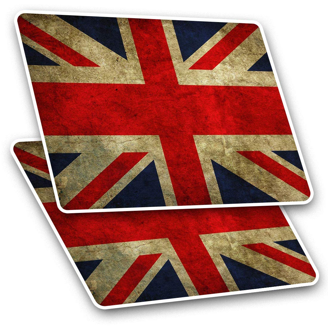 Rectangle Stickers (Set of 2) 10cm - Vintage Union Jack Flag Distressed Fun Decals for Laptops,Tablets,Luggage,Scrap Booking,Fridges, #8887