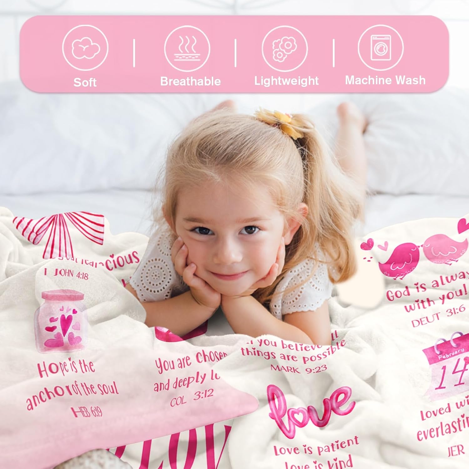 Teen Girl Gifts Trendy Stuff - Baptism Gifts for Girl - Christian Gift for Teenage Girls - Daughter, Granddaughter, Niece, Sister Gift On Valentines Day Christmas Birthday - Love Blanket 50'' x 60'' - Image 4