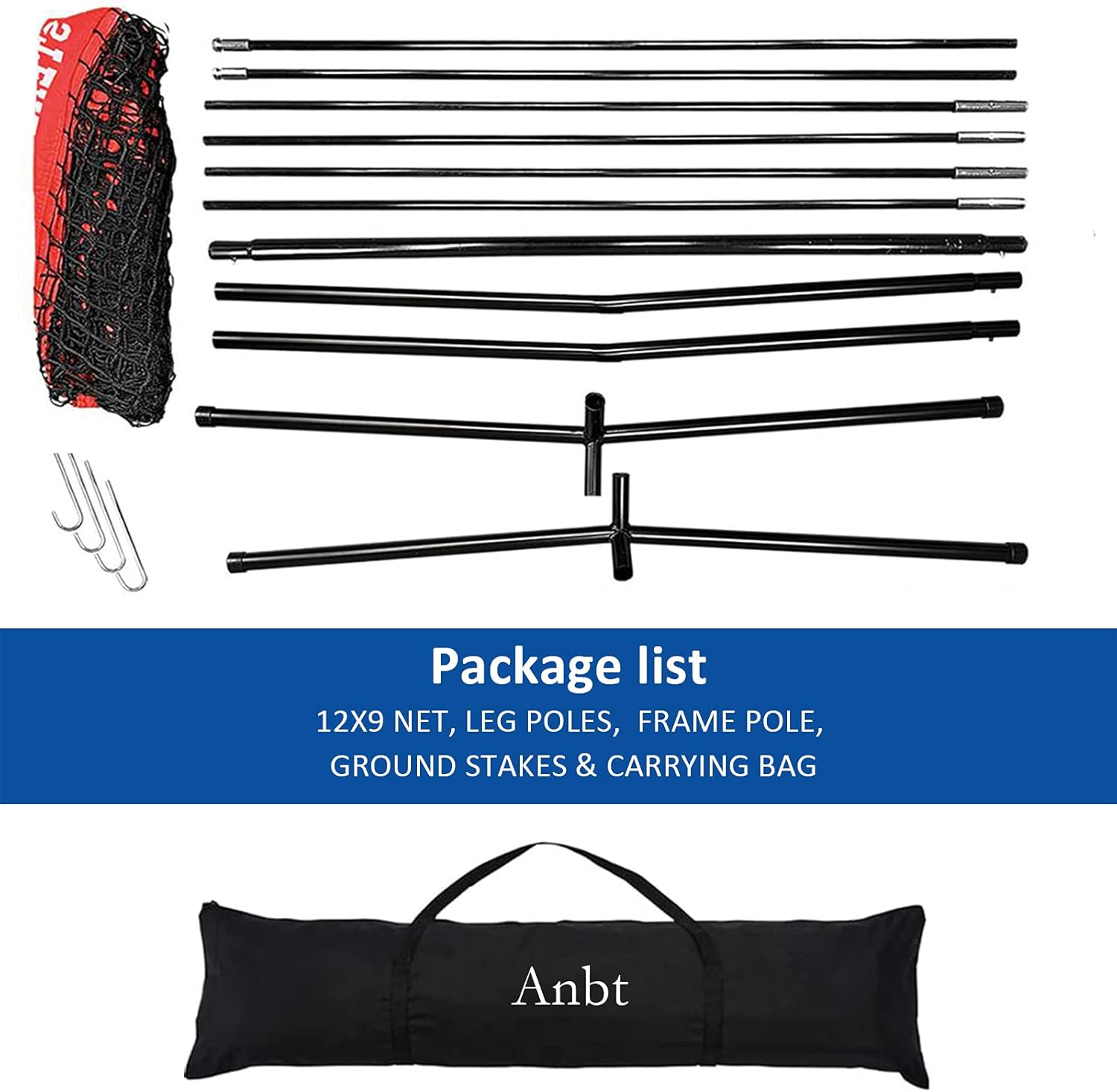 12' x 9' Sports Barrier Net Practice Net for Lacrosse, Baseball, Basketball, Soccer, Field Hockey and Softball Practice Barrier, Portable Hitting Net with Carry Bag