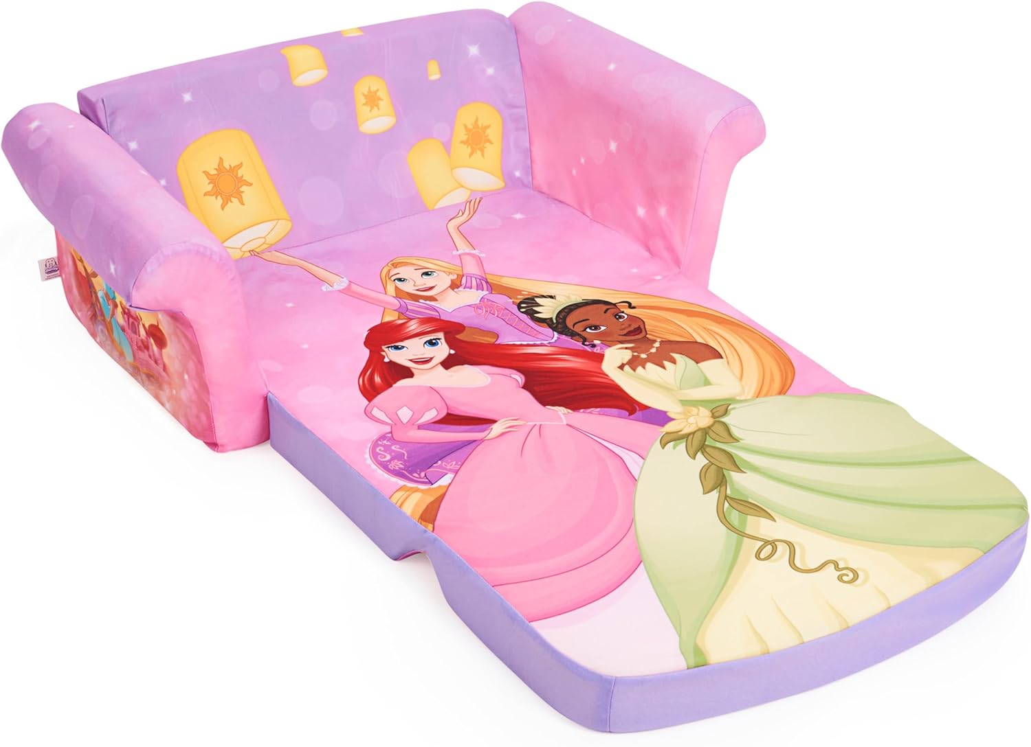 MARSHMALLOW Furniture, Children's 2-in-1 Flip Open Foam Compressed Sofa, Disney Princesses
